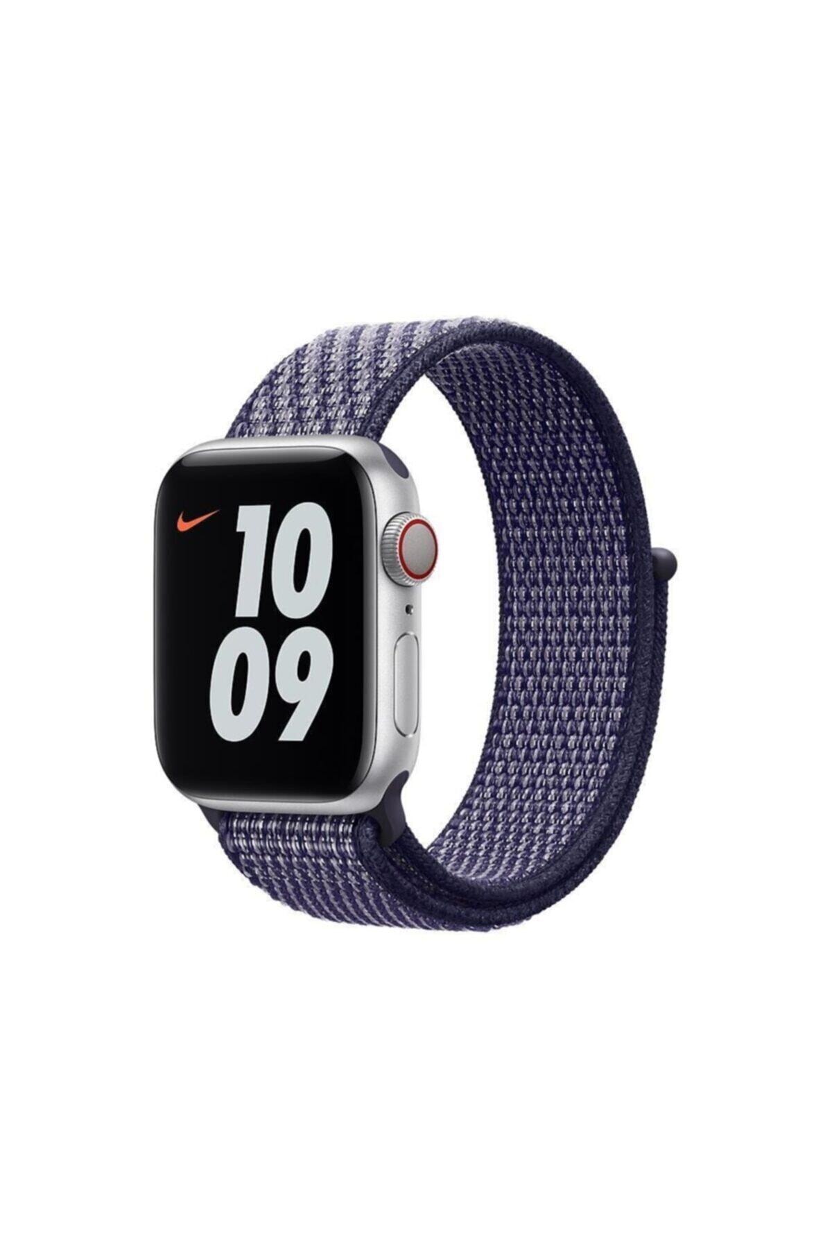GREGOSS Watch 2 3 4 5 6 Uyumlu 38-40 mm Gece Mavisi Spor Loop Ayaranabilir Cırtlı Kordon