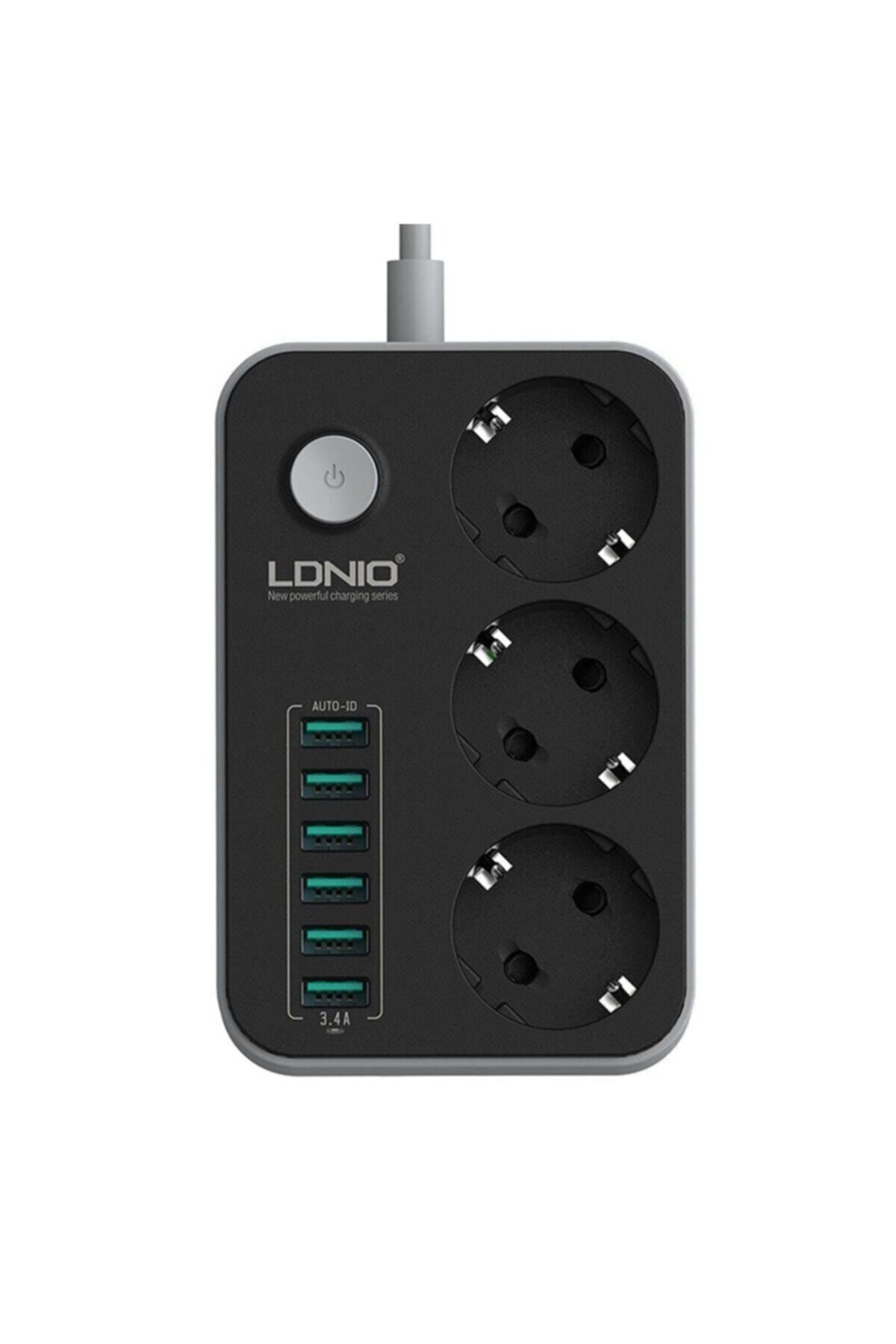 LDNIO Teknoway 6 Usb Girişli 3 Priz On Of Tuşlu