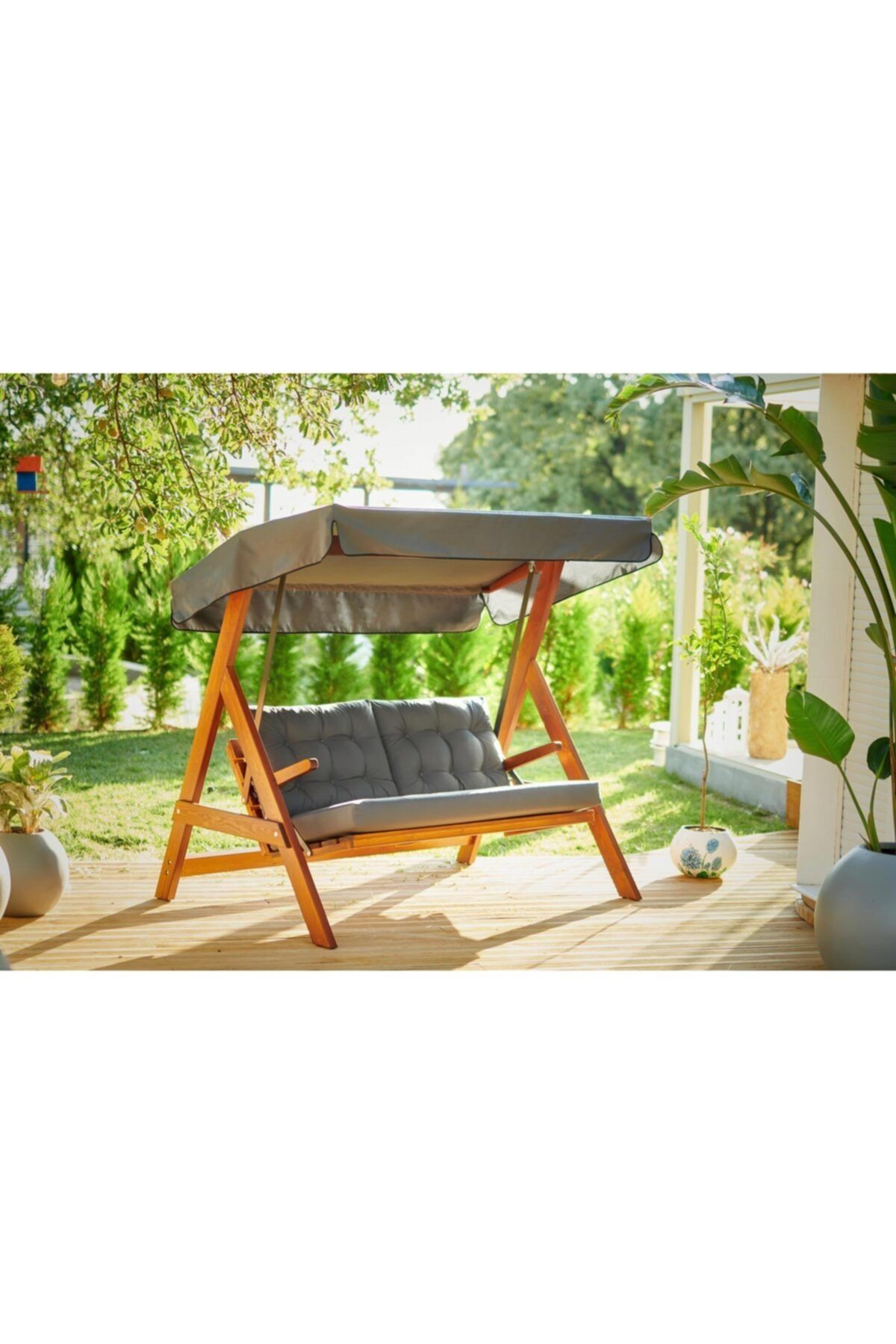 aida swings Paris 2000 ( 2mt ) Antrasit Ahşap Dış Mekan, Bahçe, Balkon Ve Teras Salıncağı