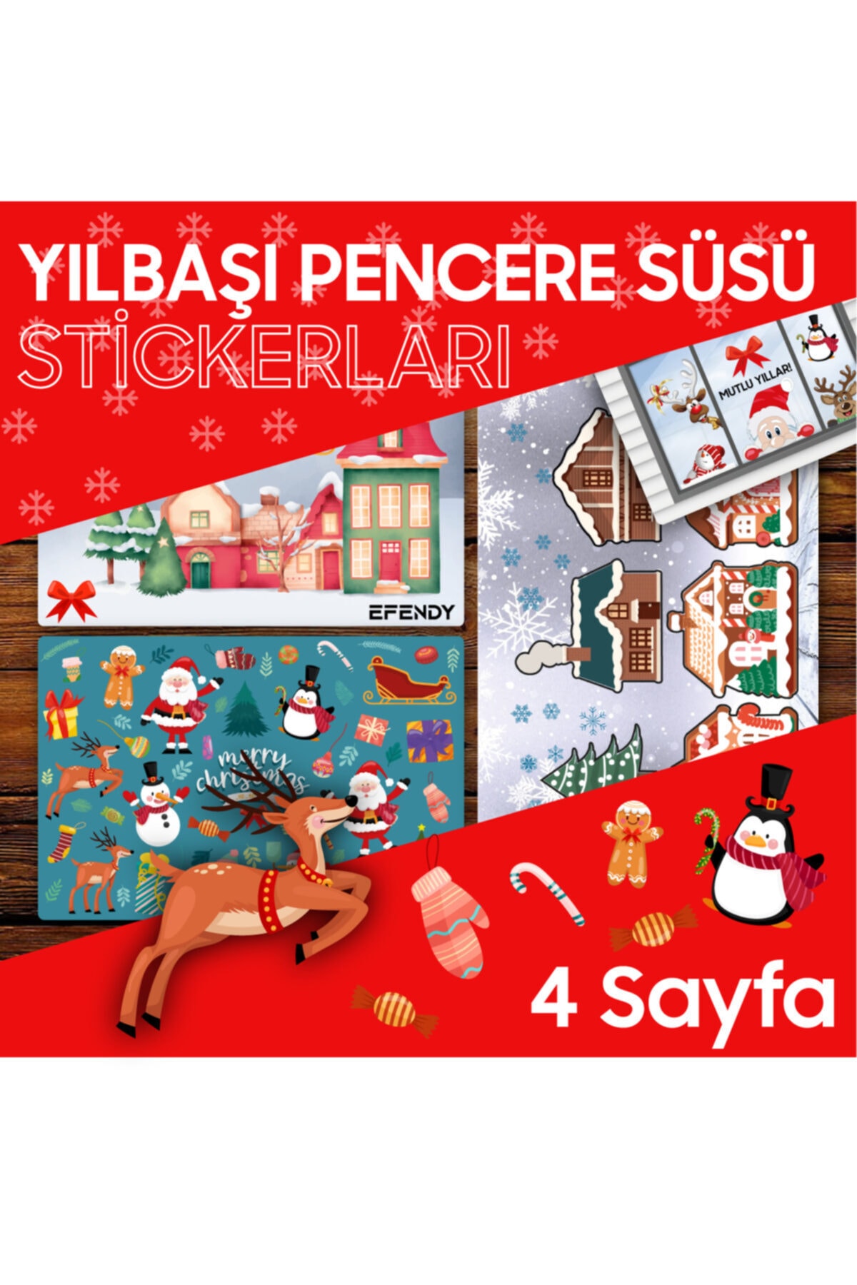 EFENDY Yılbaşı Dekoratif Duvar Çıkartmaları Sticker