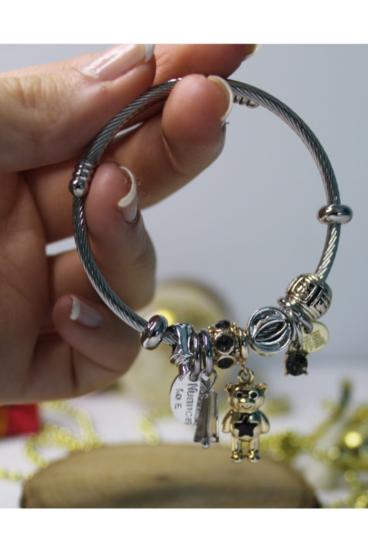 bijuterim Kadın Ayıcık Figürlü Pandora Charm Bileklik