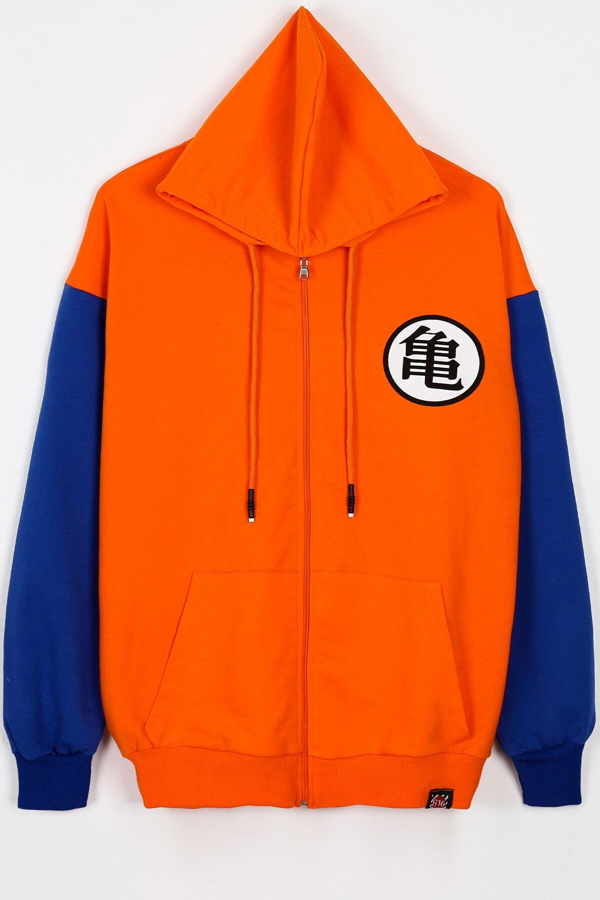 Sekizbiraltı Dragon Ball Z Turuncu Fermuarlı Unisex Sweatshirt