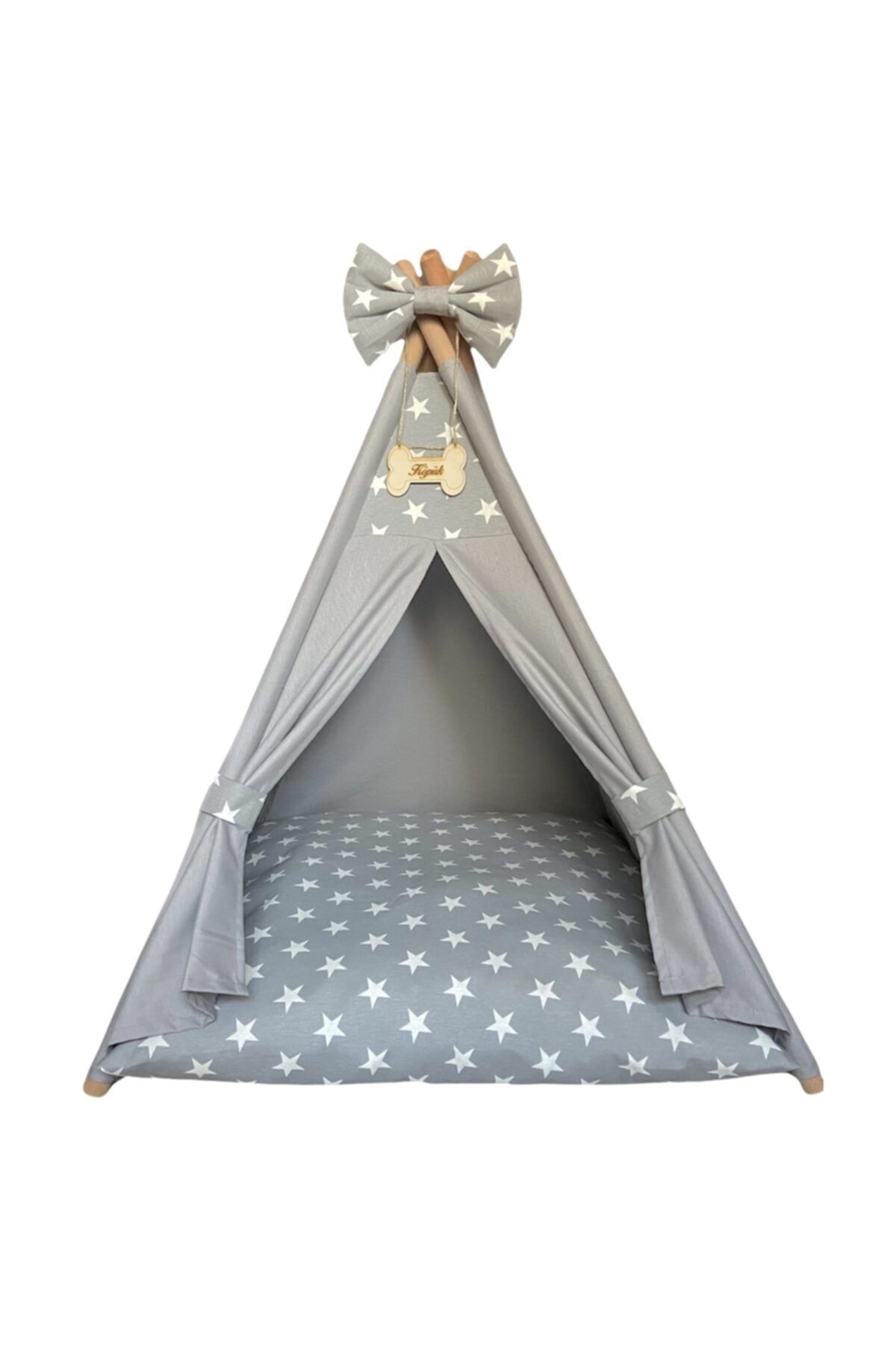 Pet Nest Yıkanabilir Orta Irk Köpek Çadırı Gri 75-75cm Yataklı