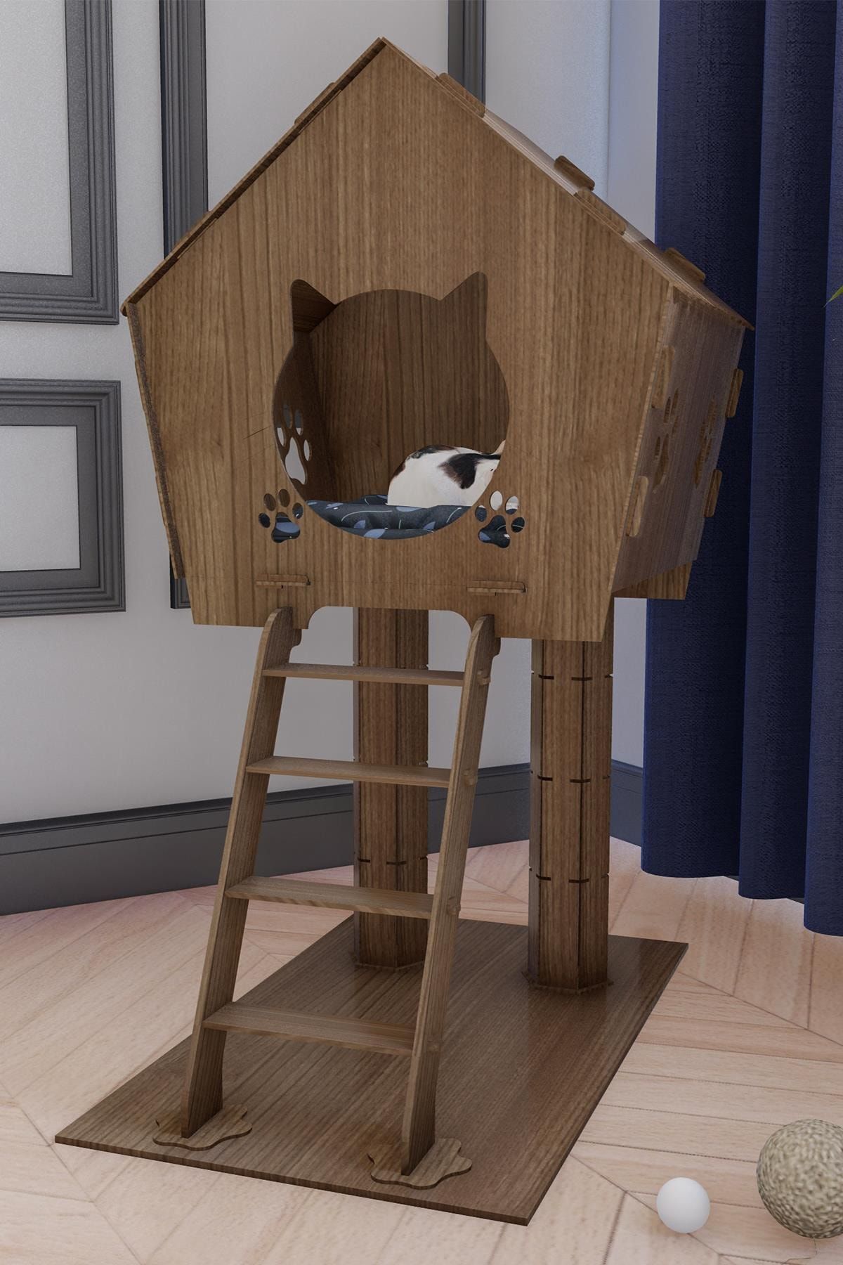 Fupe Shop Pati Kedi Evi Ceviz 35 X 80 X 60