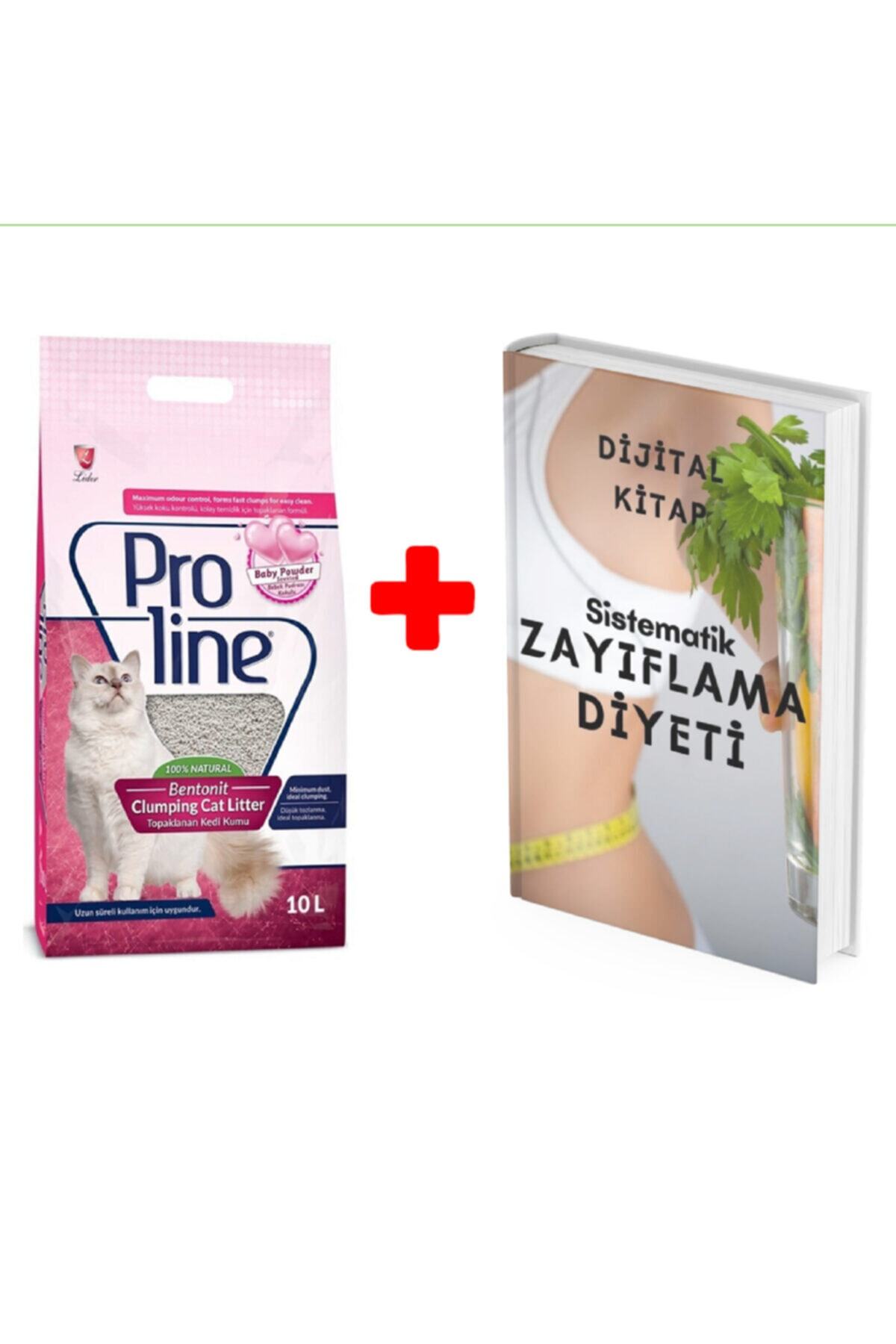Pro Line Proline Doğal Topaklanan Bebek Pudrası Kokulu Bentonit Kedi Kumu 10 Lt + Zayıflama Diyeti E-kitabı