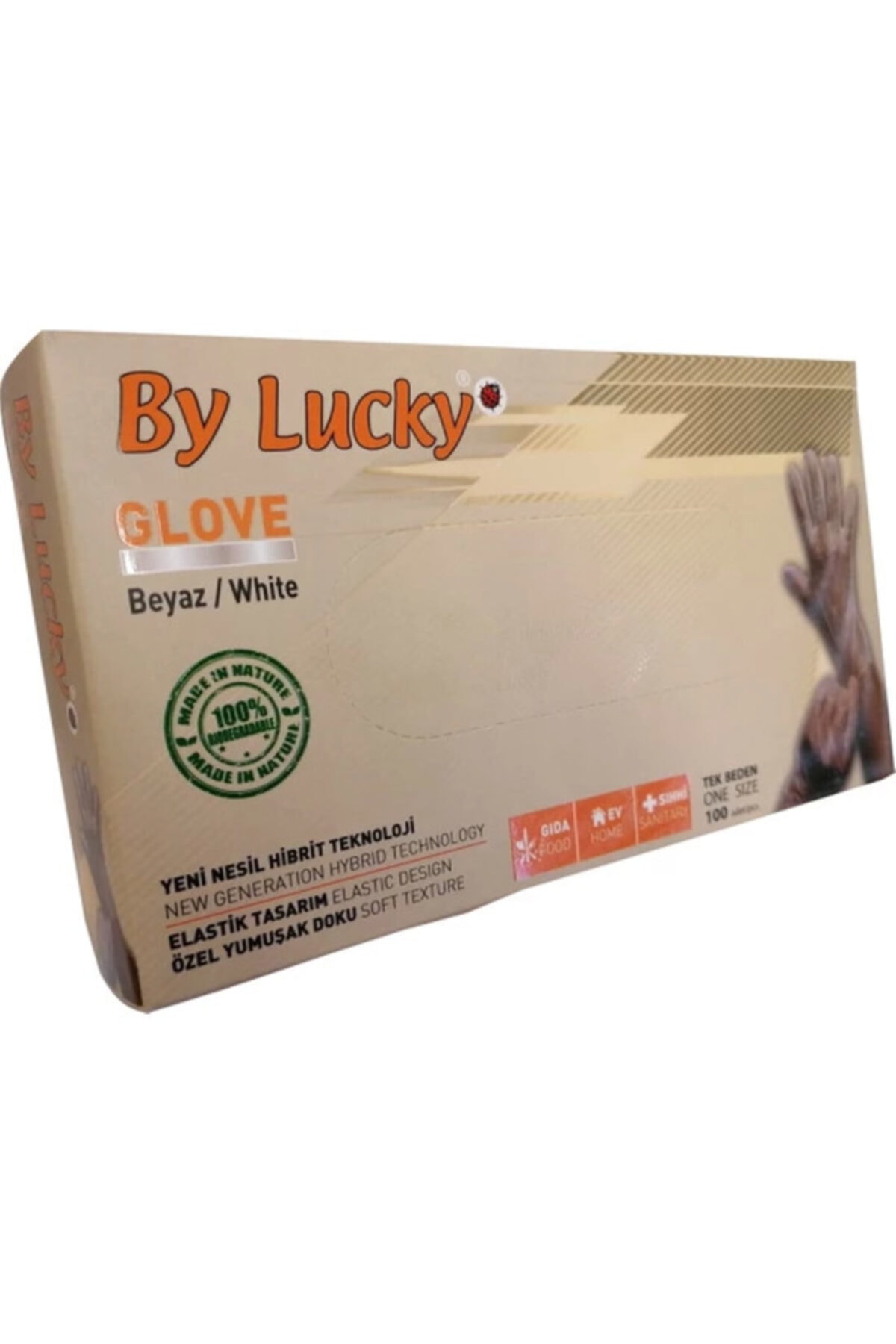 bylucky Beyaz Tek Kullanımlık Pudrasız Hibrit Eldiven 100lü Paket (l)