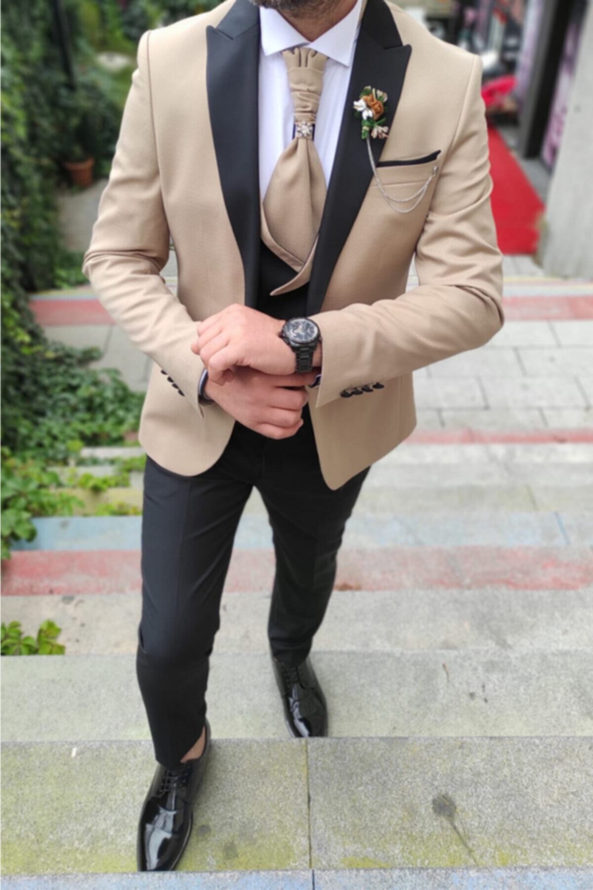 SMOKİN GİYİM Krem Damatlık Takım Elbise