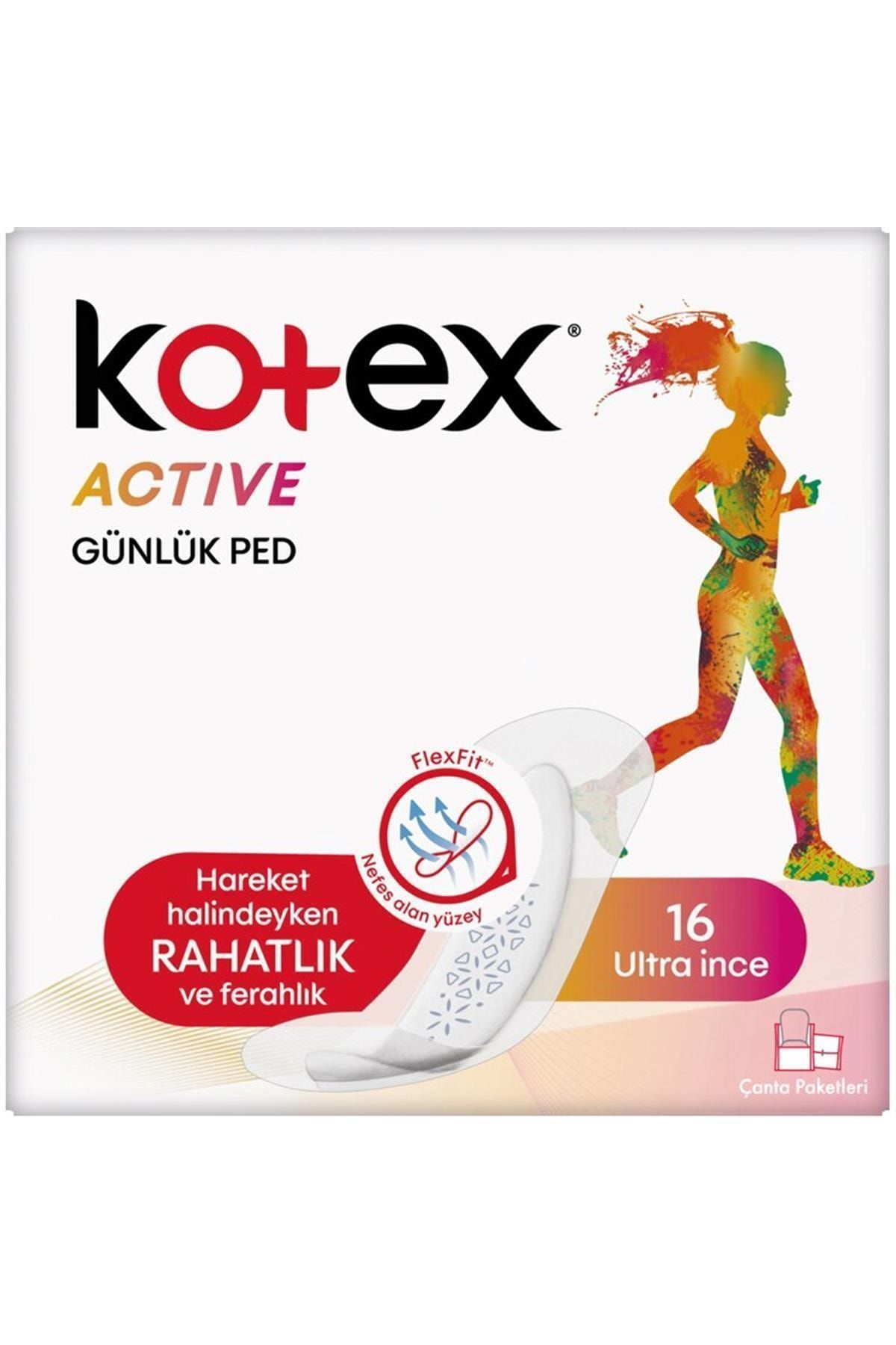 Kotex Marka: Active Ultra Ince Günlük Ped 16'lı Kategori: Günlük Ped