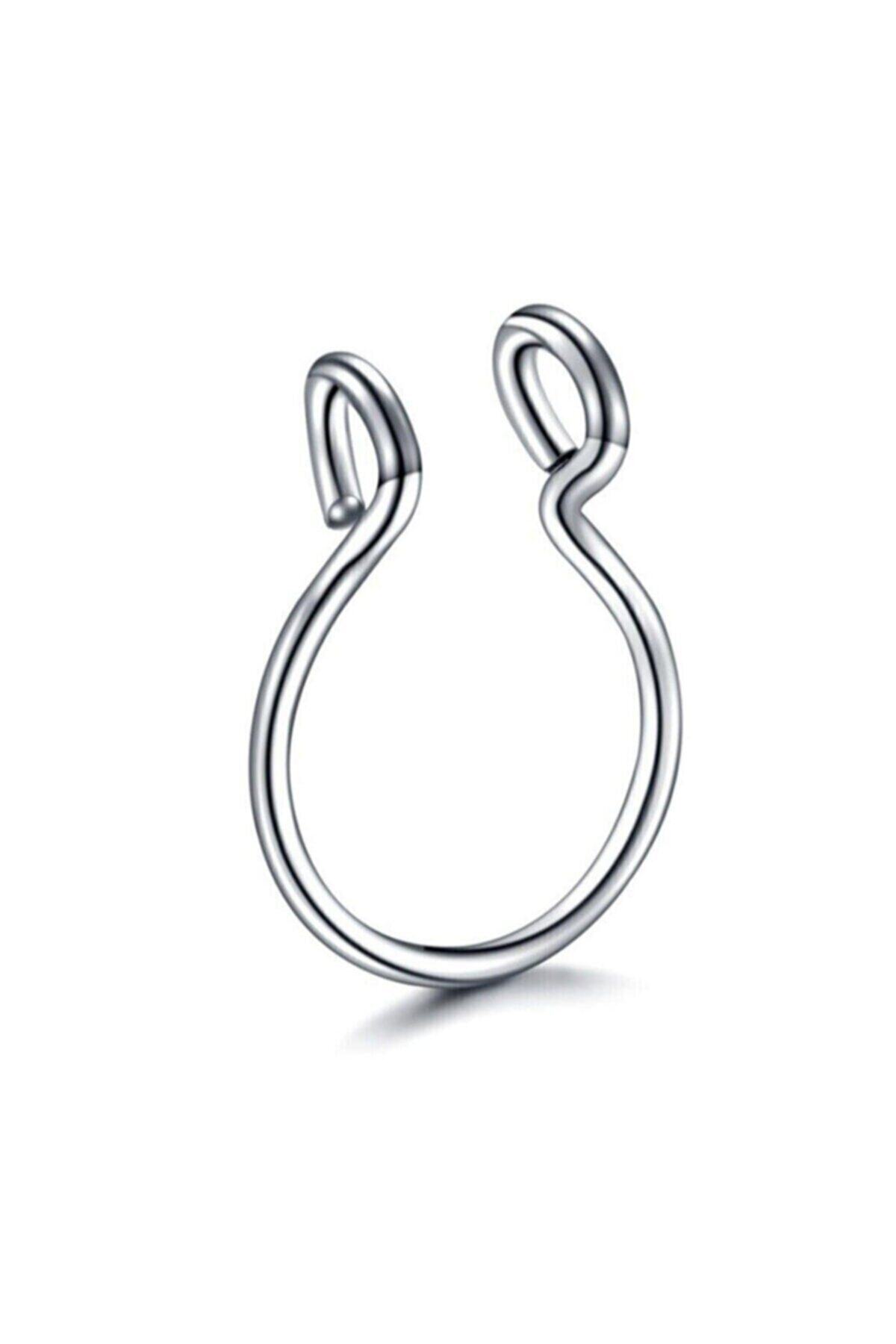 Köstebek Unisex Cerrahi Çelik Hızma Burun Halka Septum Fake Piercing