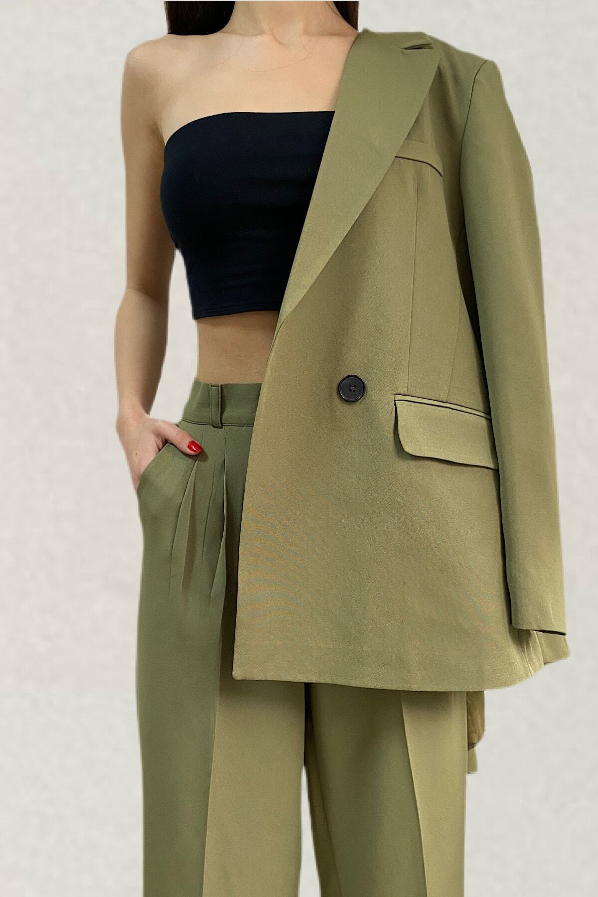 ANONCE STUDIO Yeni 'spring' Palazzo Pantolon Ceket Takım Oversize