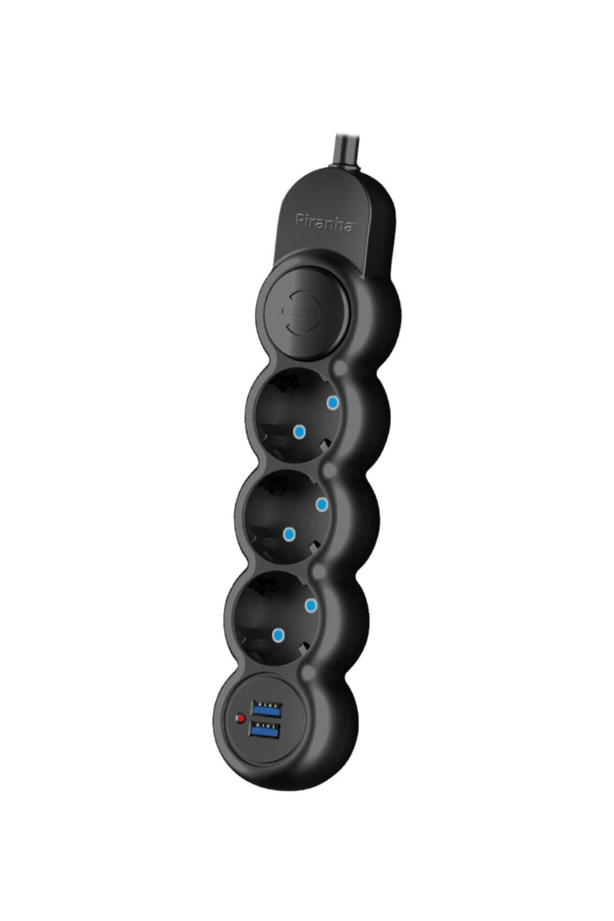 Self Design Usb 2.1a Şarj Çıkışlı Akım Korumalı 1.5 M 10a 2500w 3'lü Priz