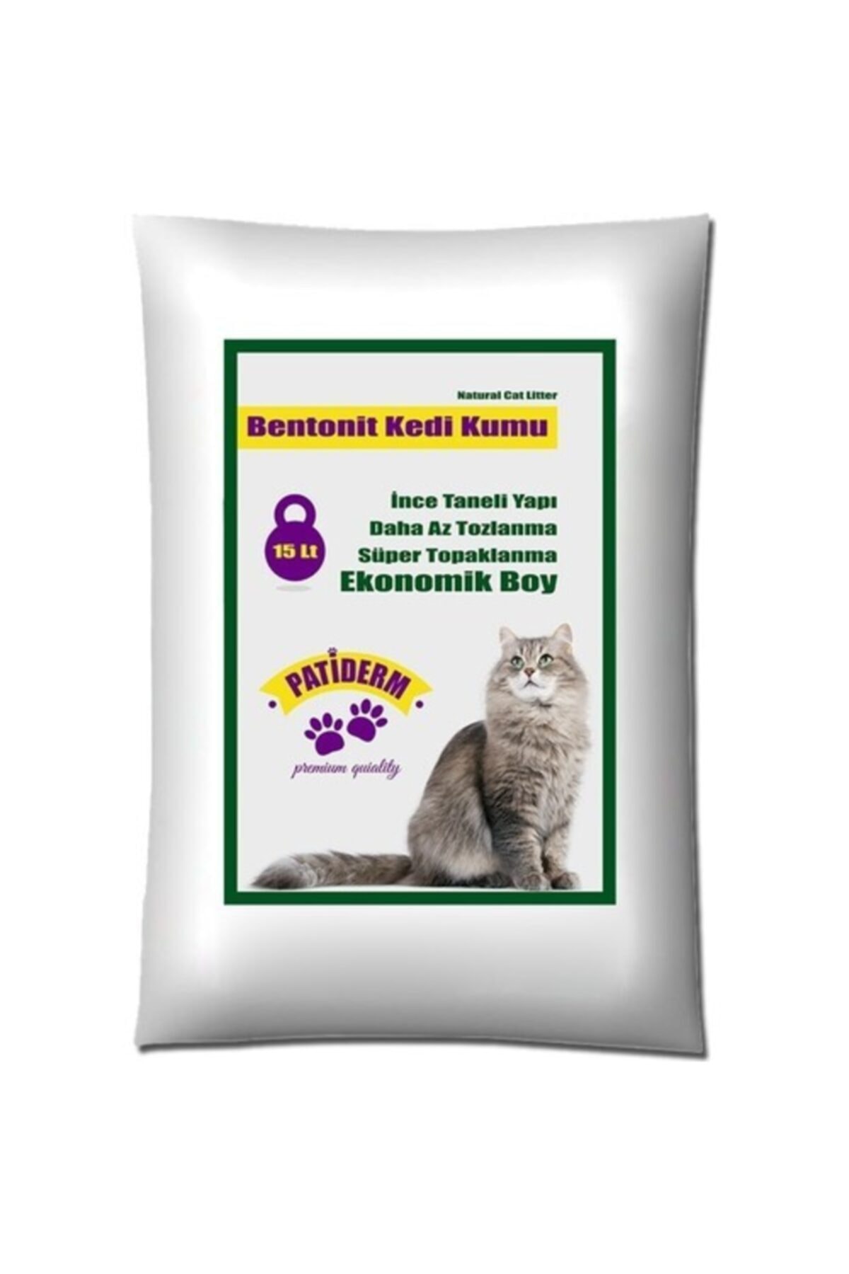 Patiderm Ekonomik Boy Kokusuz Topaklaşan Kedi Kumu 15 Lt