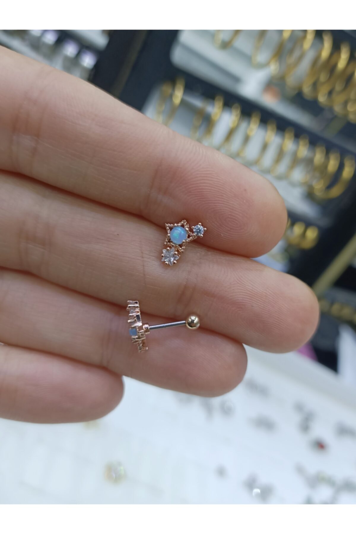 Arescollection Cerrahi Çelik Rosegold Tragus Helix Kıkırdak Piercingi