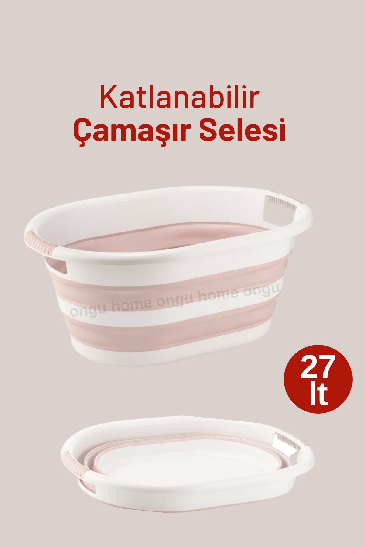 ongu home Katlanabilir Çamaşır Sepeti Yeni Nesil Çamaşır Selesi 27 Litre