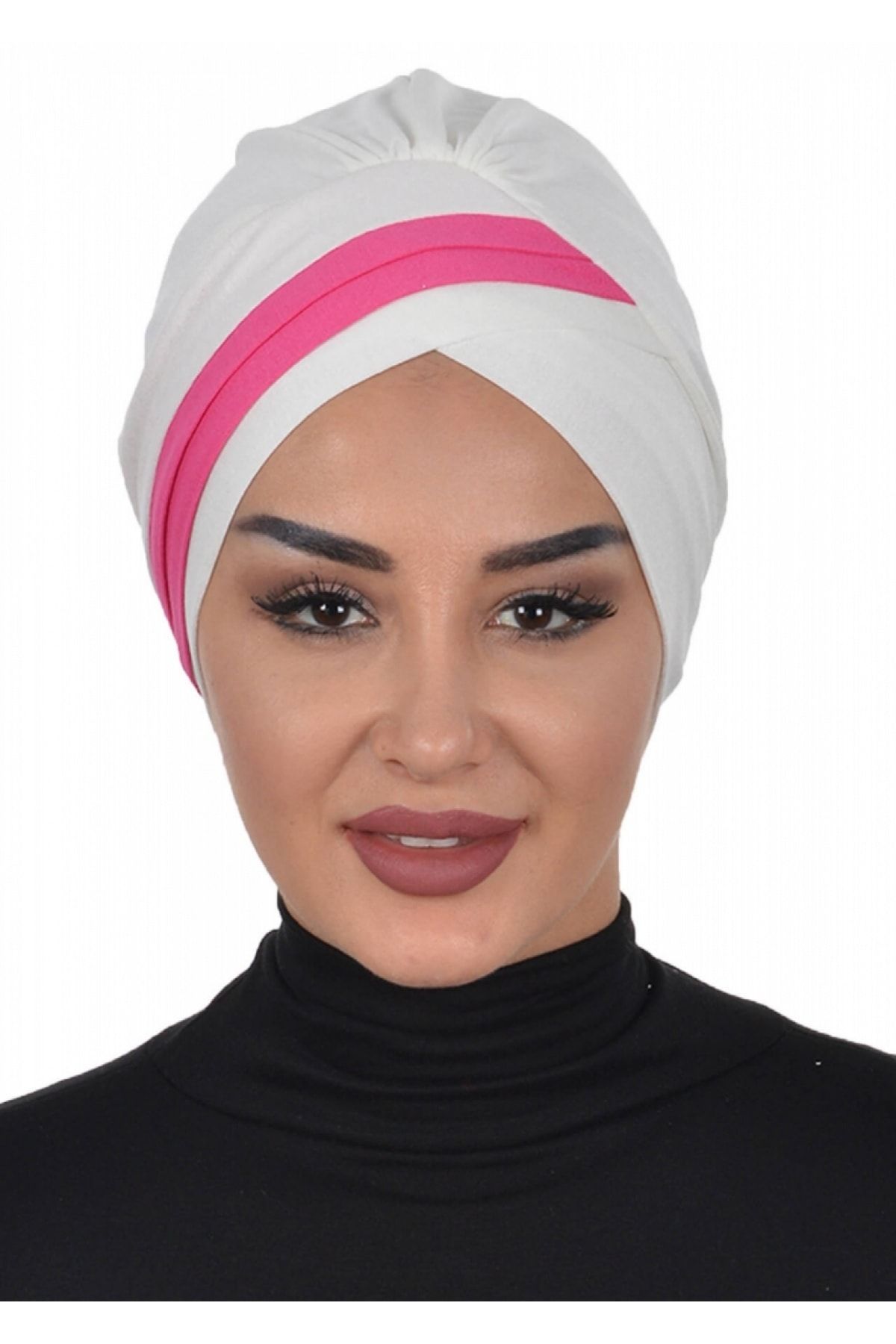 DREAM VEGA Çift Renkli Penye Bone Krem - Fuşya
