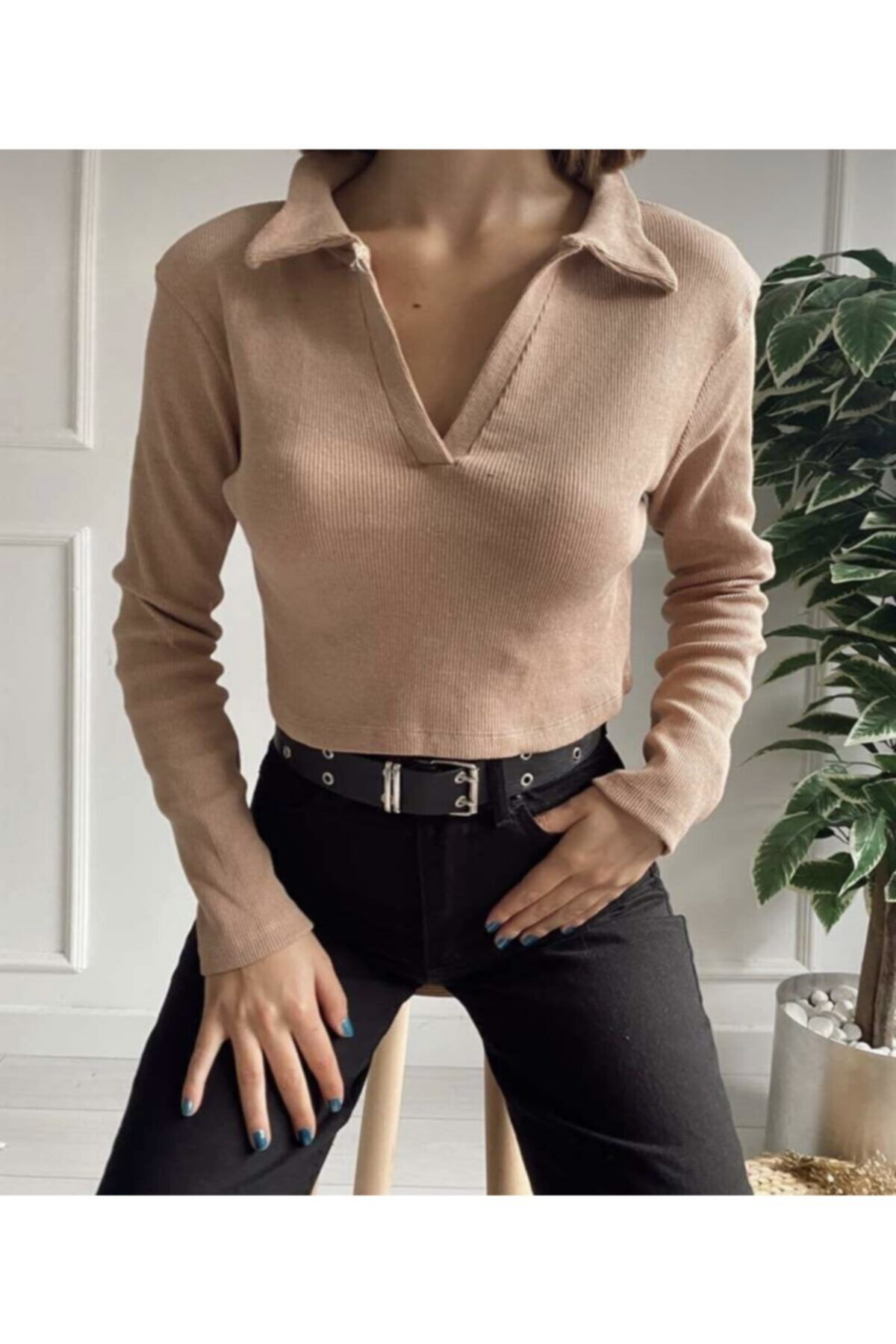 LİEBE ÇARŞI Polo Yaka Bej Body