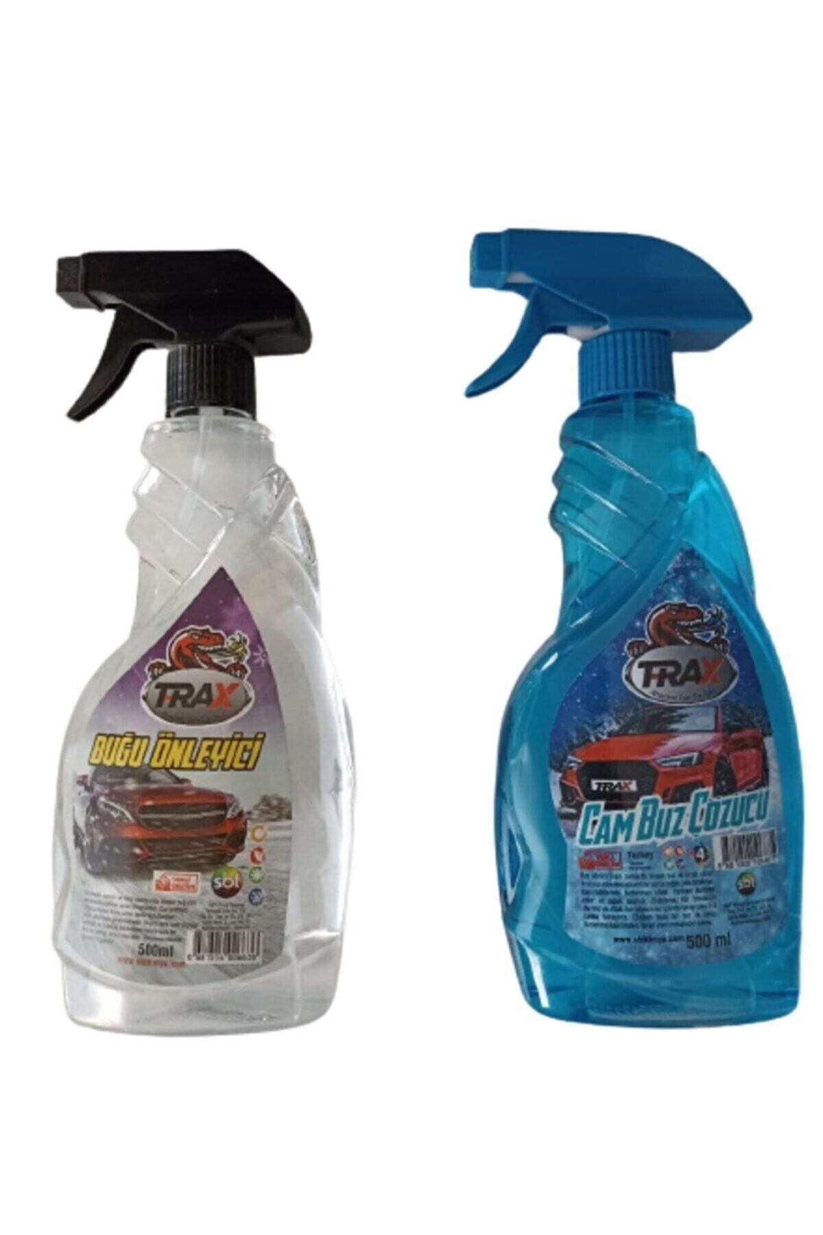 TRAX Oto Cam Buz Çözücü 500 Ml & Araba Buğu Önleyici Sprey 500 Ml Buz Ve Buğu Çözücü 2 Si Bir Arada