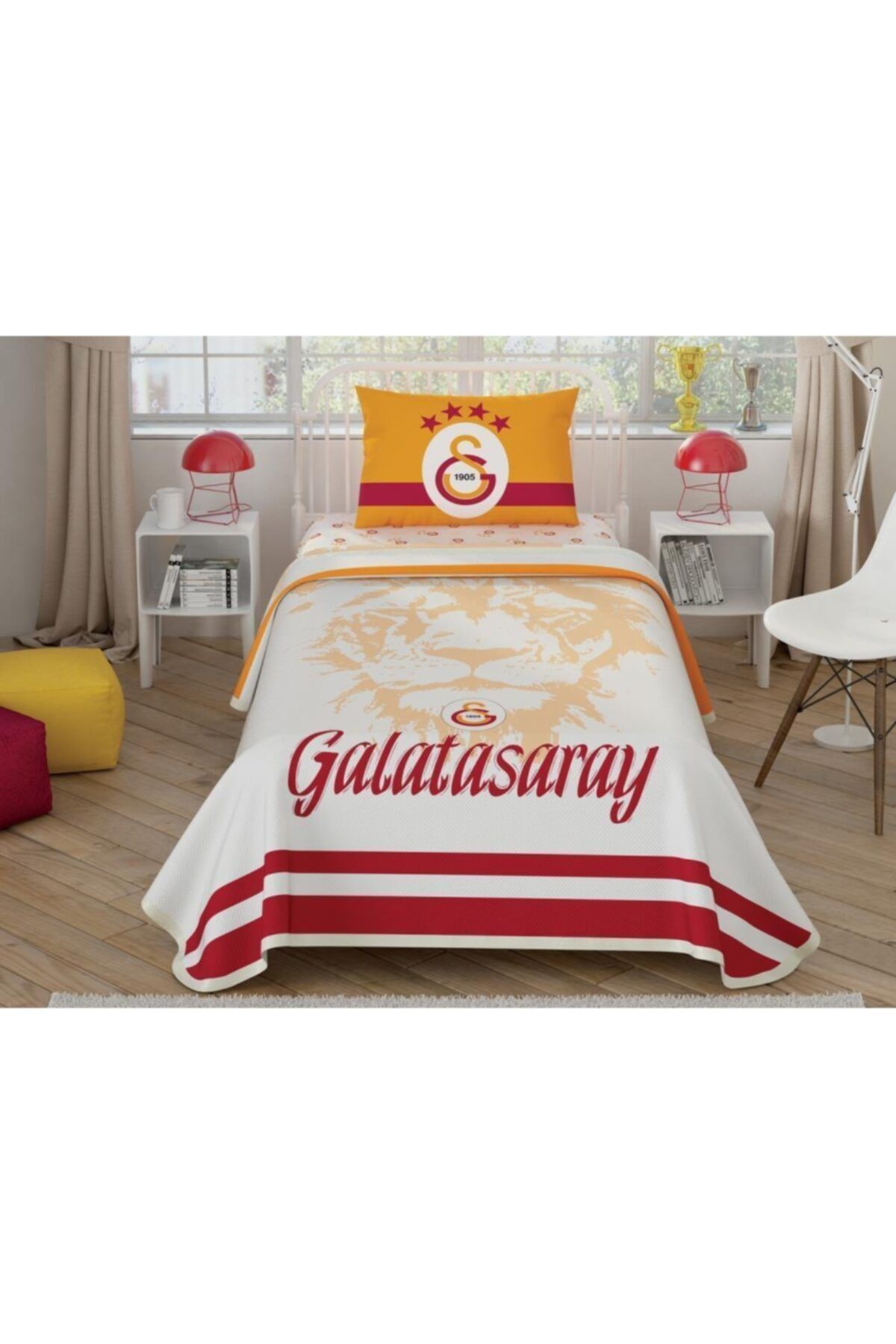 Taç Hilays Lisanslı Tek Kişilik Pike Takımı Galatasaray Aslan Logo