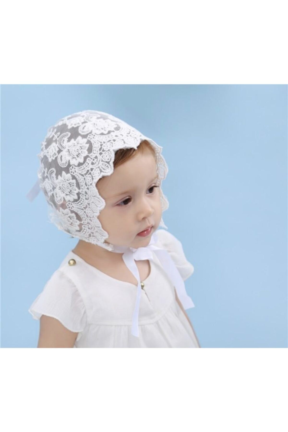 RoyalChic Kız Bebek Mevlid Vaftiz Dantelli Şapka