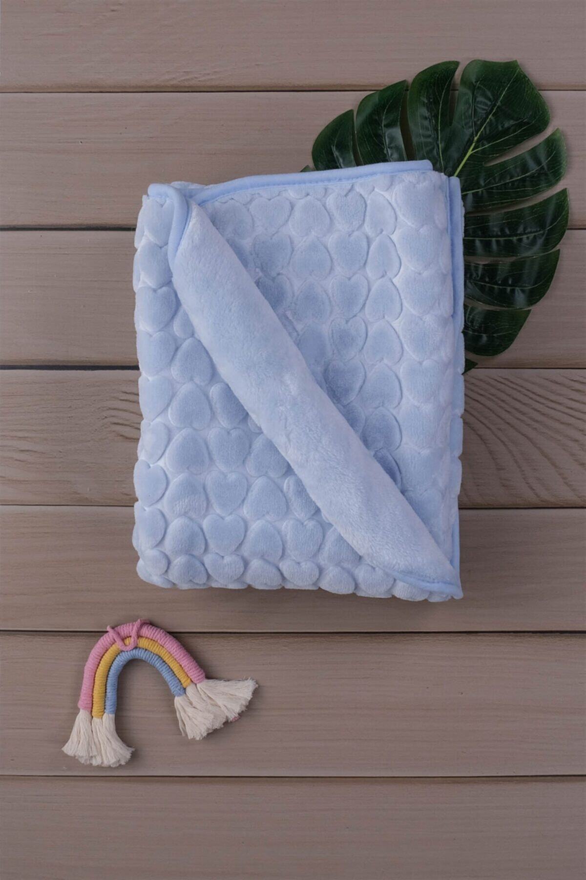 AnneBebe 001- Bebek Peluş Battaniye Mavi