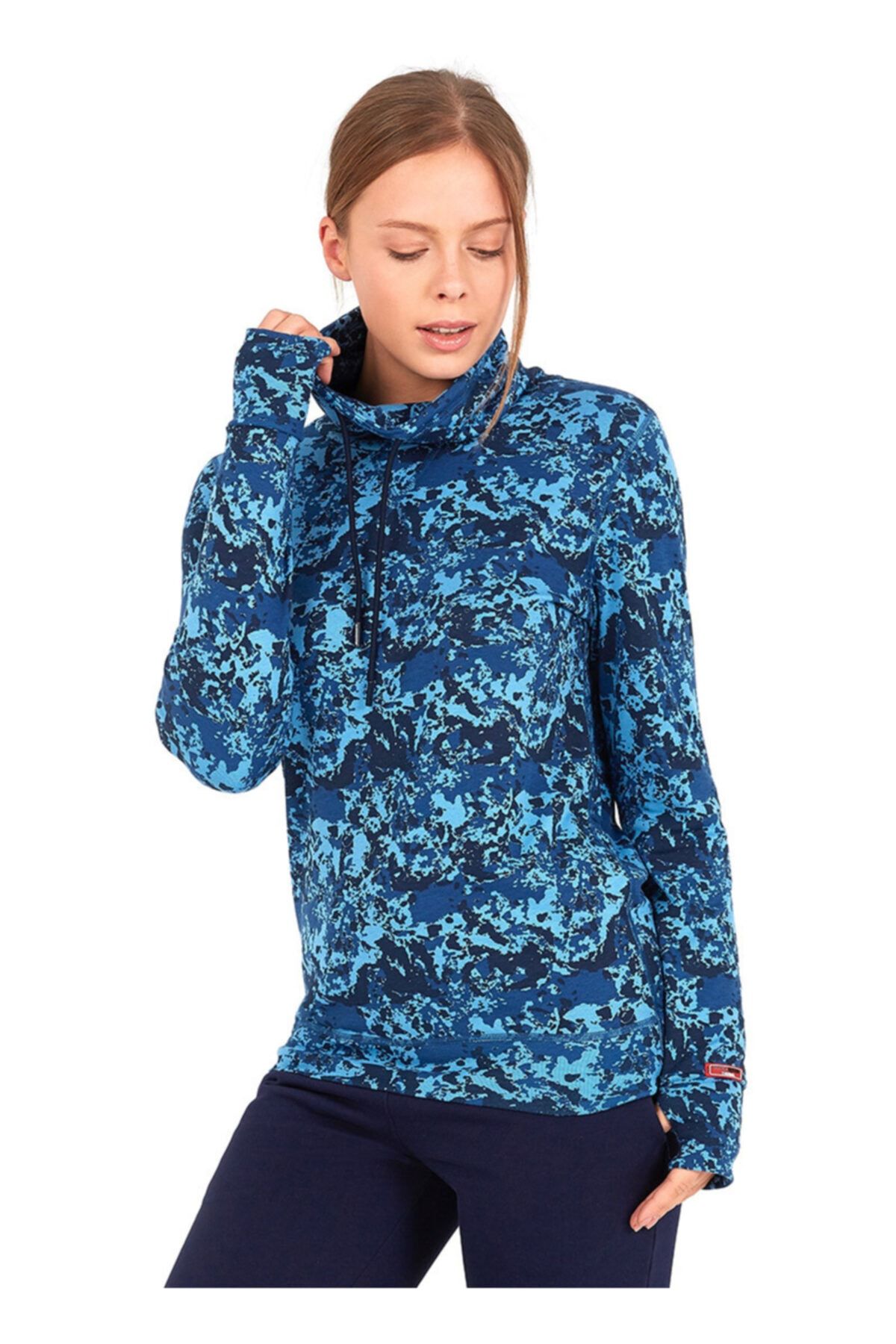 Blackspade Kadın Termal Sweatshirt 2. Seviye 50454 - Mavi Çizgi Desenli