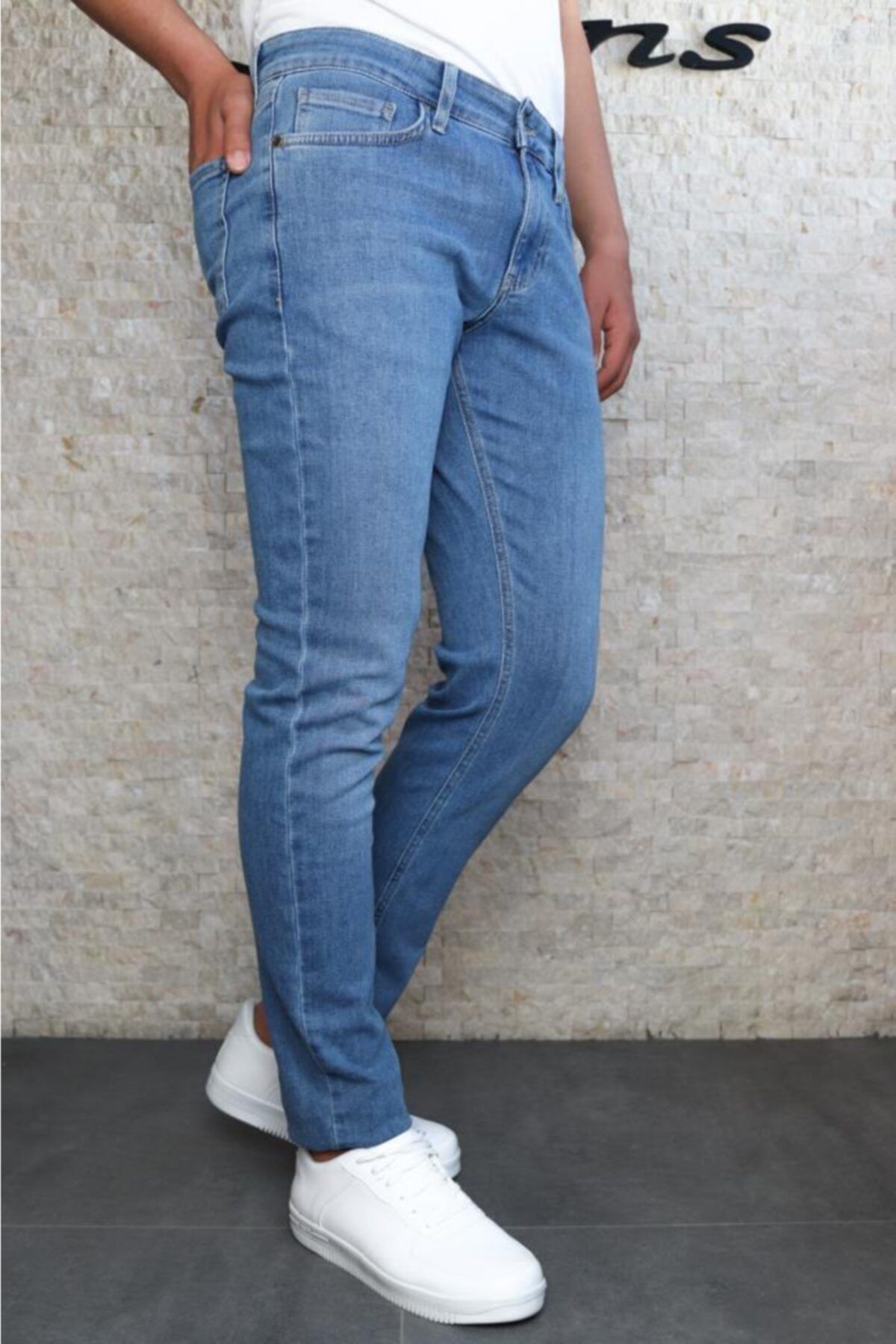 HLT JEANS Erkek Mavi Slim Fit Taşlamalı Kot Pantolon Hlthe001941