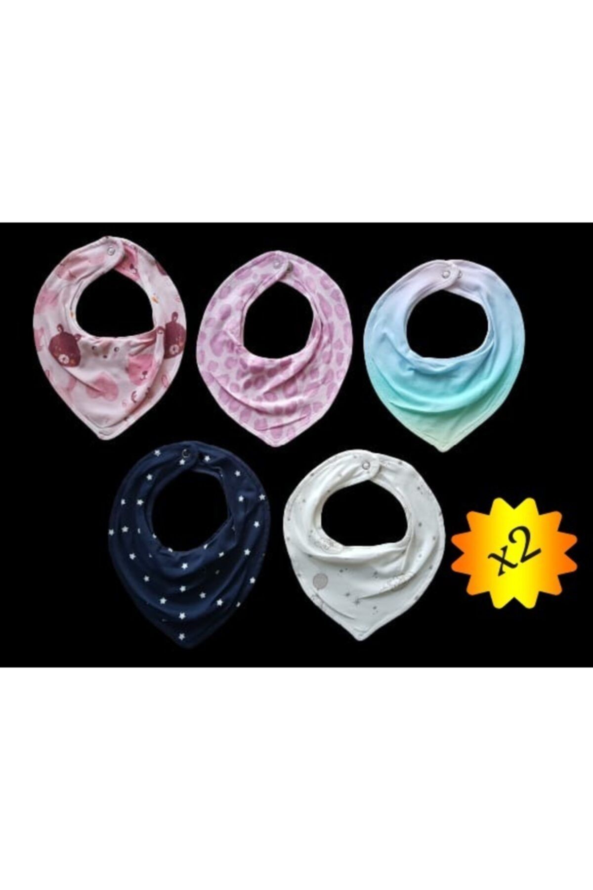 TRENDTimeCotton 10'lu Kız Bebek Fular Mama Önlük Seti