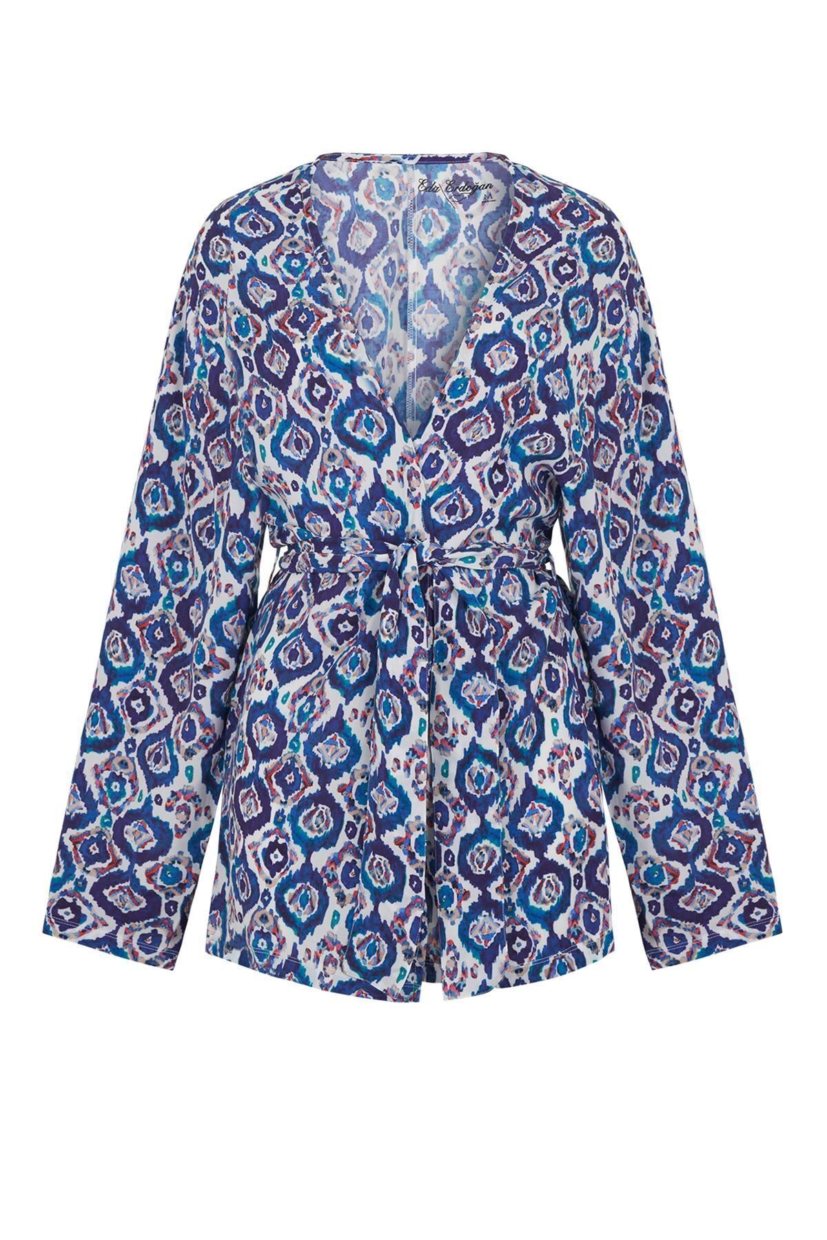 Eda Erdoğan Blue Art Kısa Kimono