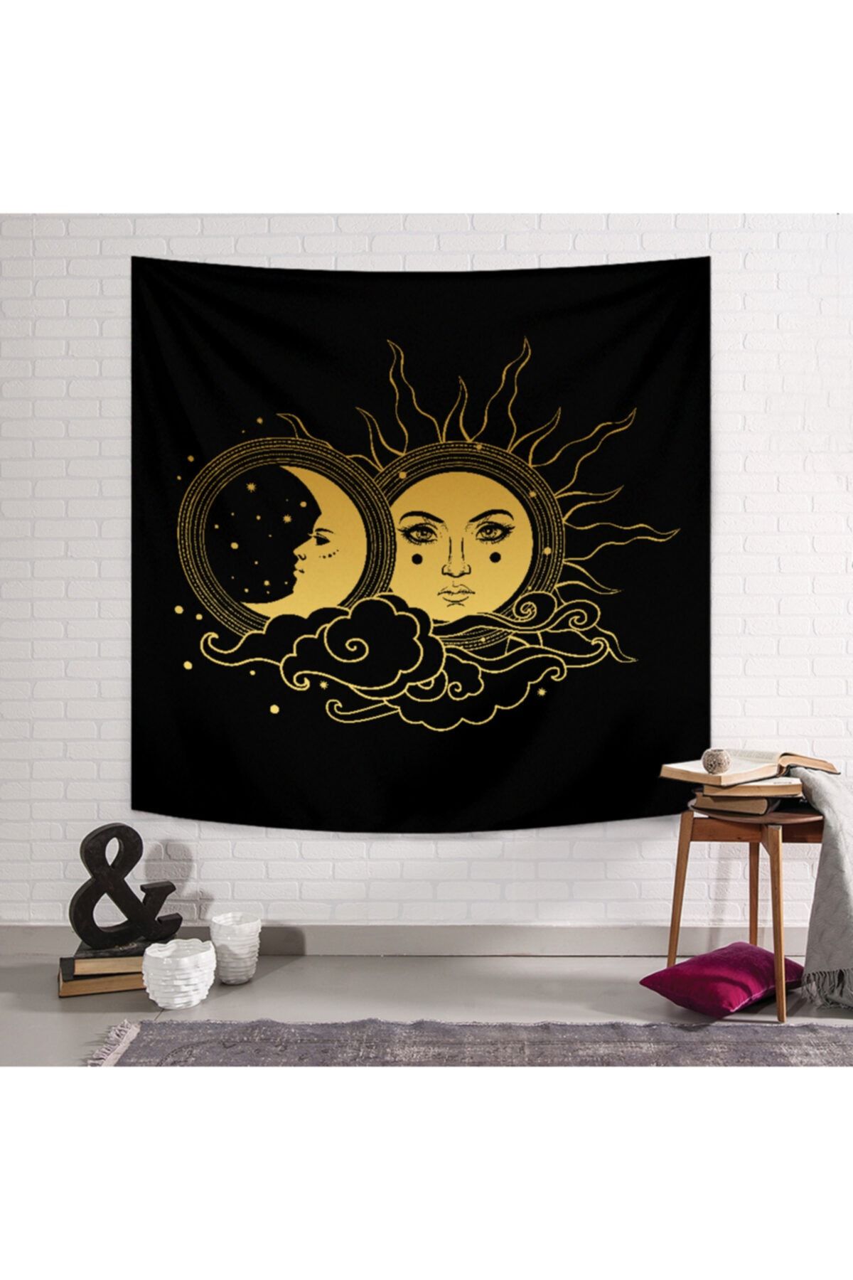 PASAJ HOME Sun Moon Sky Gold Duvar Örtüsü