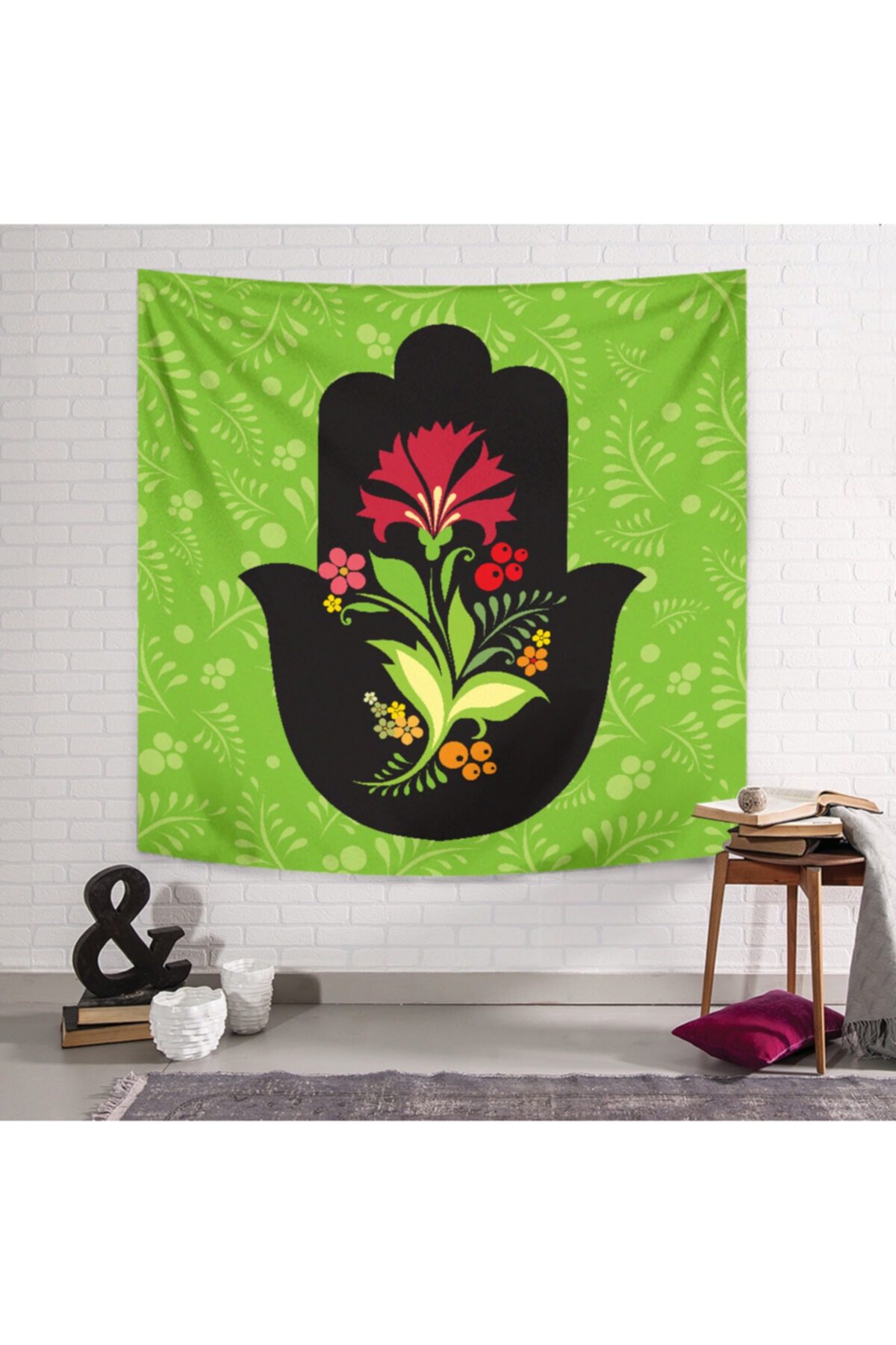PASAJ HOME Green Hamsa Duvar Örtüsü