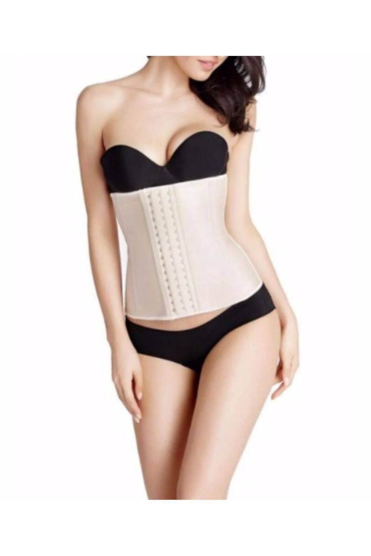 GİYİNCEL Kadın Doğum Sonrası Ve Günlük Sıkılaştırıcı Ve Çelik Balenli Agraflı Toparlayıcı Askısız Latex Korse