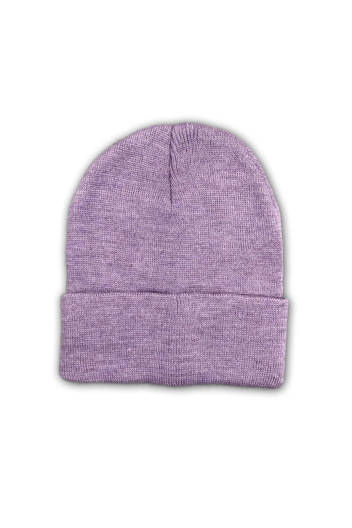 EMH Unisex Basic Düz Katlamalı Bere Lila