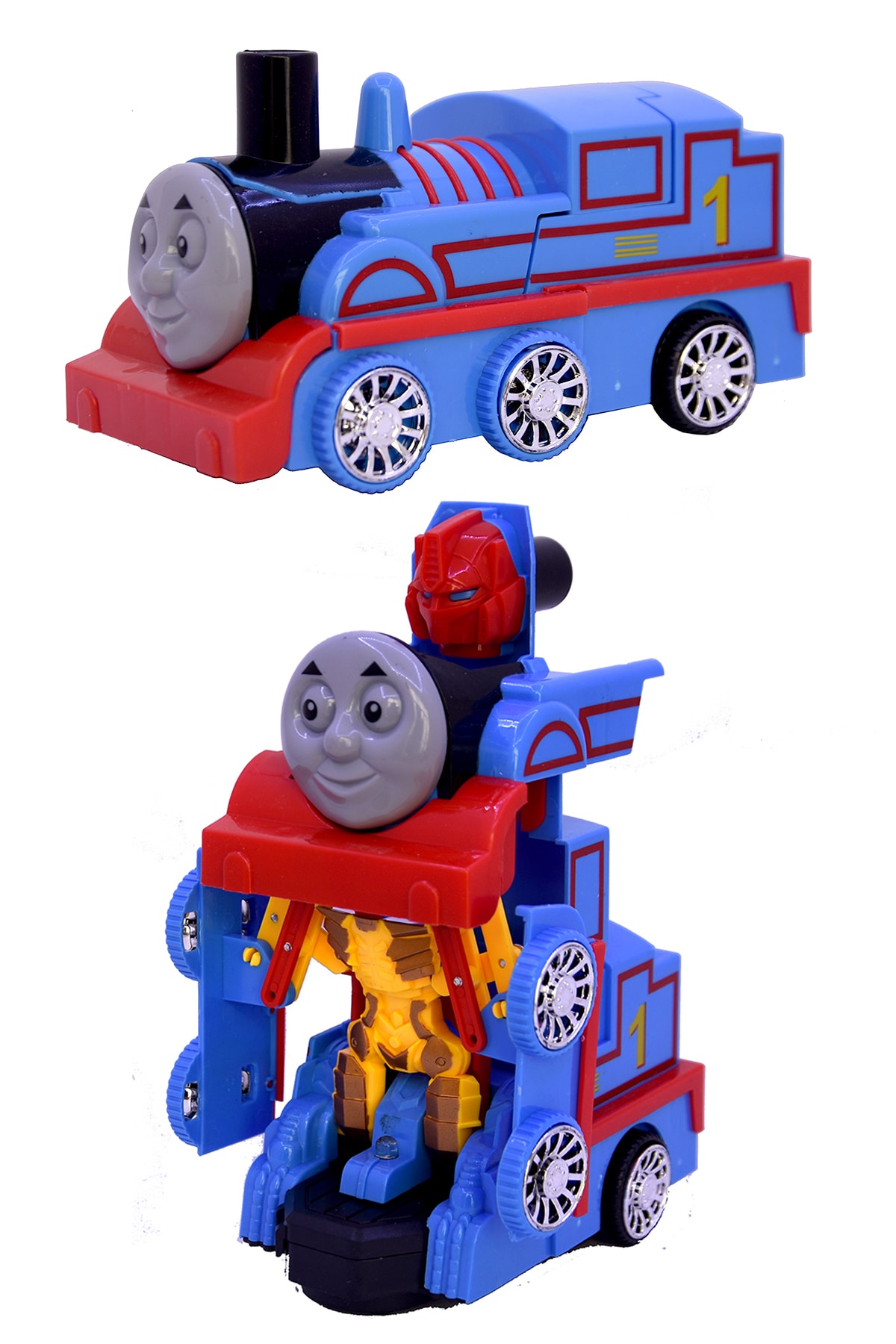 UDATOYS Thomas Tomas Tren Çarp Dön Robota Dönüşen Sesli Işıklı Tren ve Hediye Cüzdan