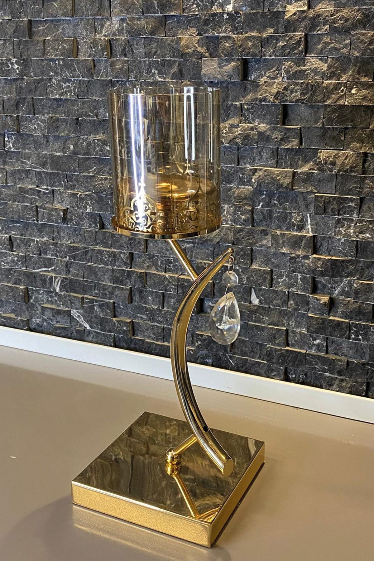 SATIŞ ONLINE AVM Satışonline Vogg Ultralüx Gold Detaylı Tekli Metal Ayaklı Şamdan 40 Cm