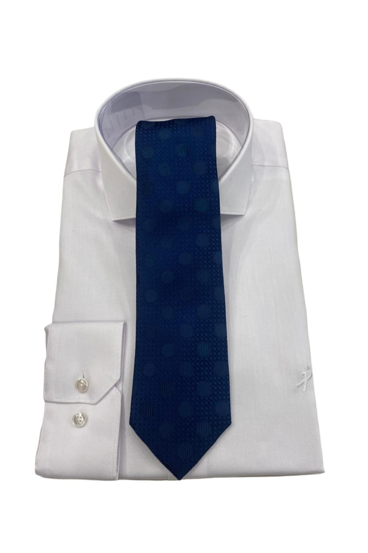 Sarar Puantiyeli Lacivert Ipek Kravat