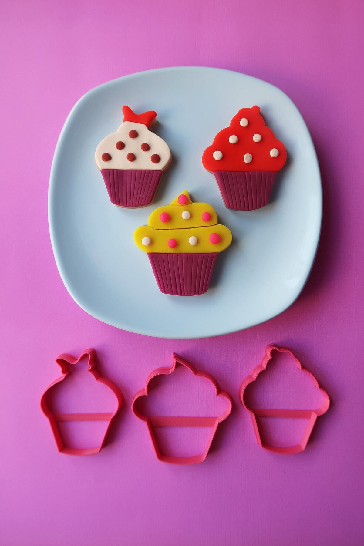 AydBoss Cupcake Kurabiye Kalıbı Seti Muffin 3'lü Kurabiye Şekillendirici Kesici Seti