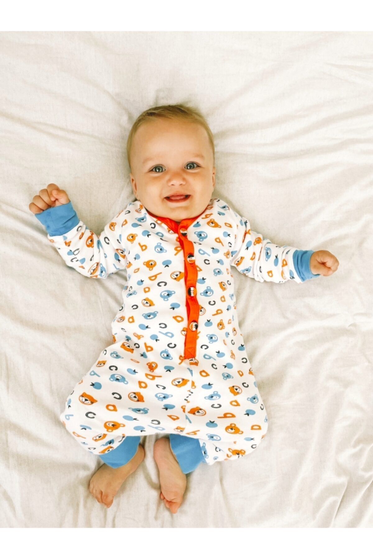 GÖKÇECİK TEKSTİL Tulum Pijama Harf Desenli