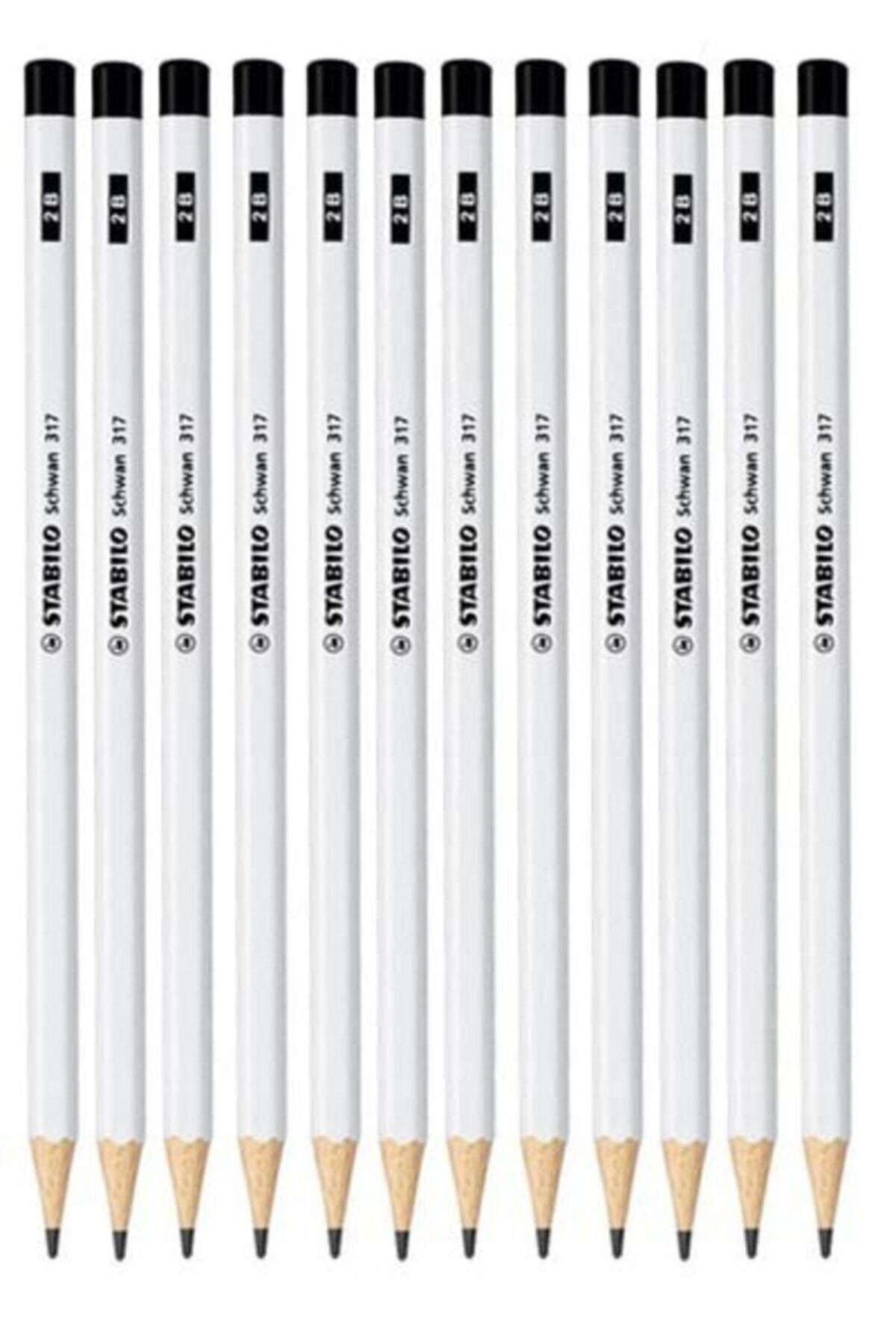 Stabilo Schwan 317 Beyaz Kurşun Kalem 2b 12 Adet (Düzine)