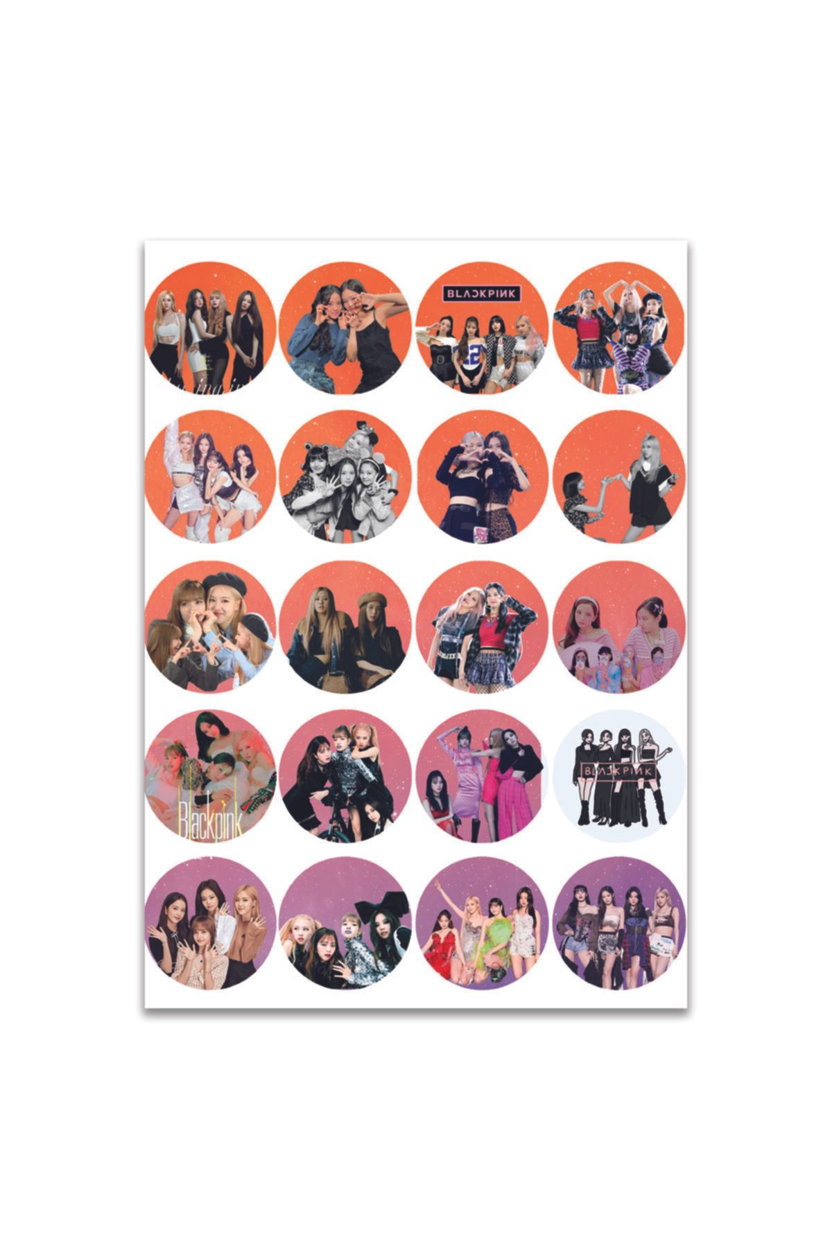 Güneş Kırtasiye Blackpink Sticker 20 Yuvarlak Sticker Etiket 50 Mm
