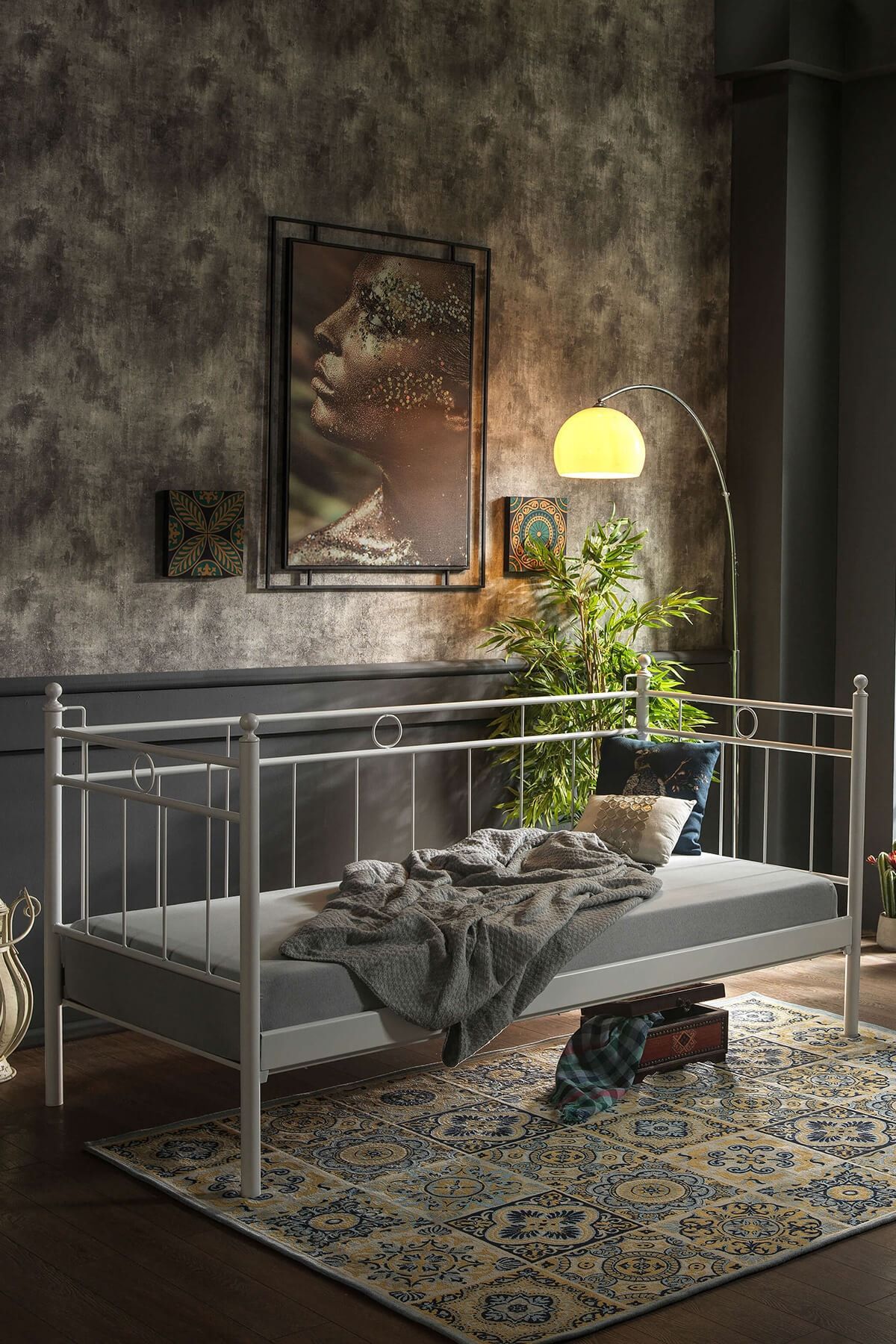 Unimet Alpas Daybed Tek Kişilik Metal Karyola 90x200 Beyaz