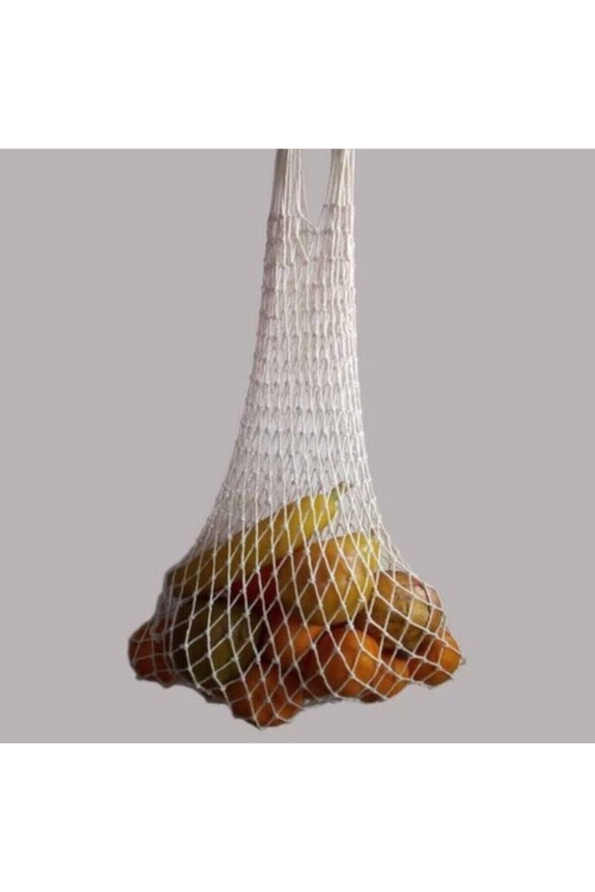 GlobalStore Makine Örgüsü Alışveriş Pazar Filesi 5-10kg Pamuklu Torba Örgü Poşet Yuvarlak Taşıma Filesi