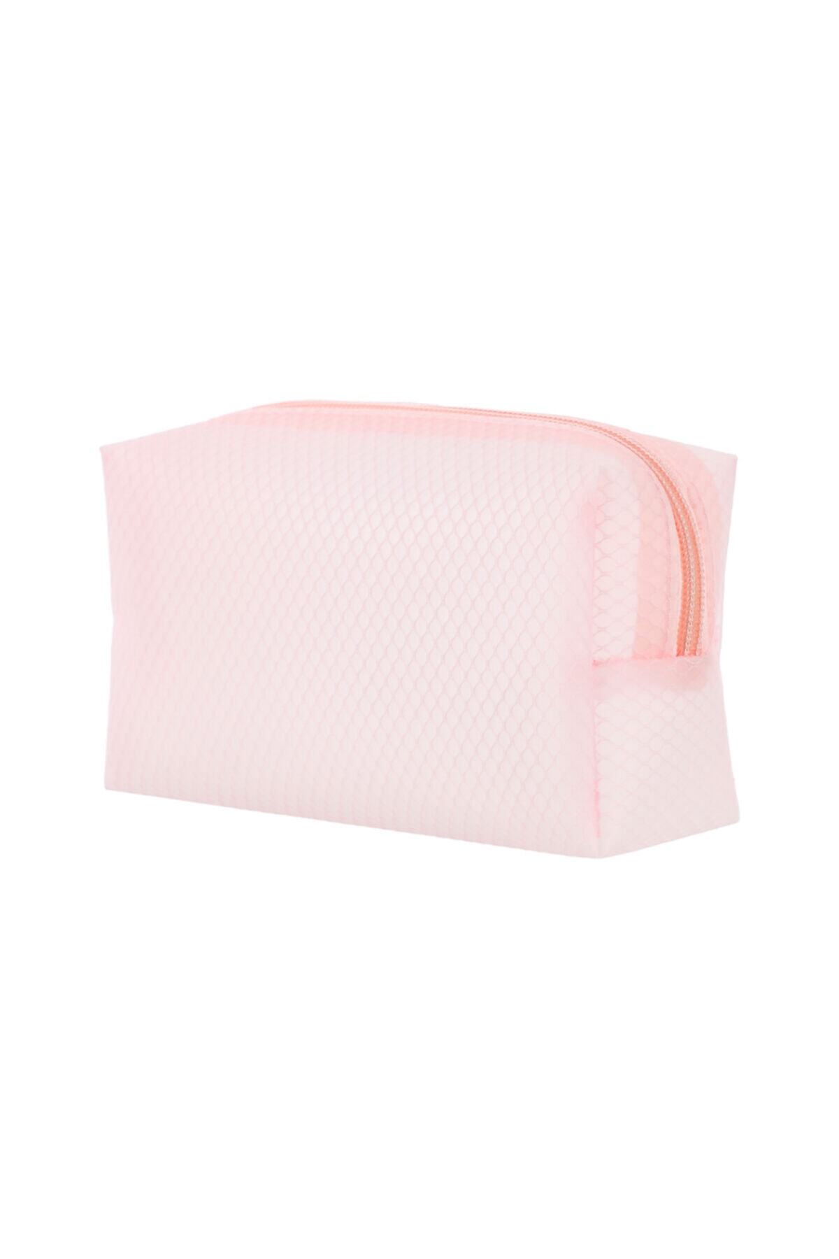 Miniso Mınıso Mat Fileli Kare Kozmetik Çantası(pembe)