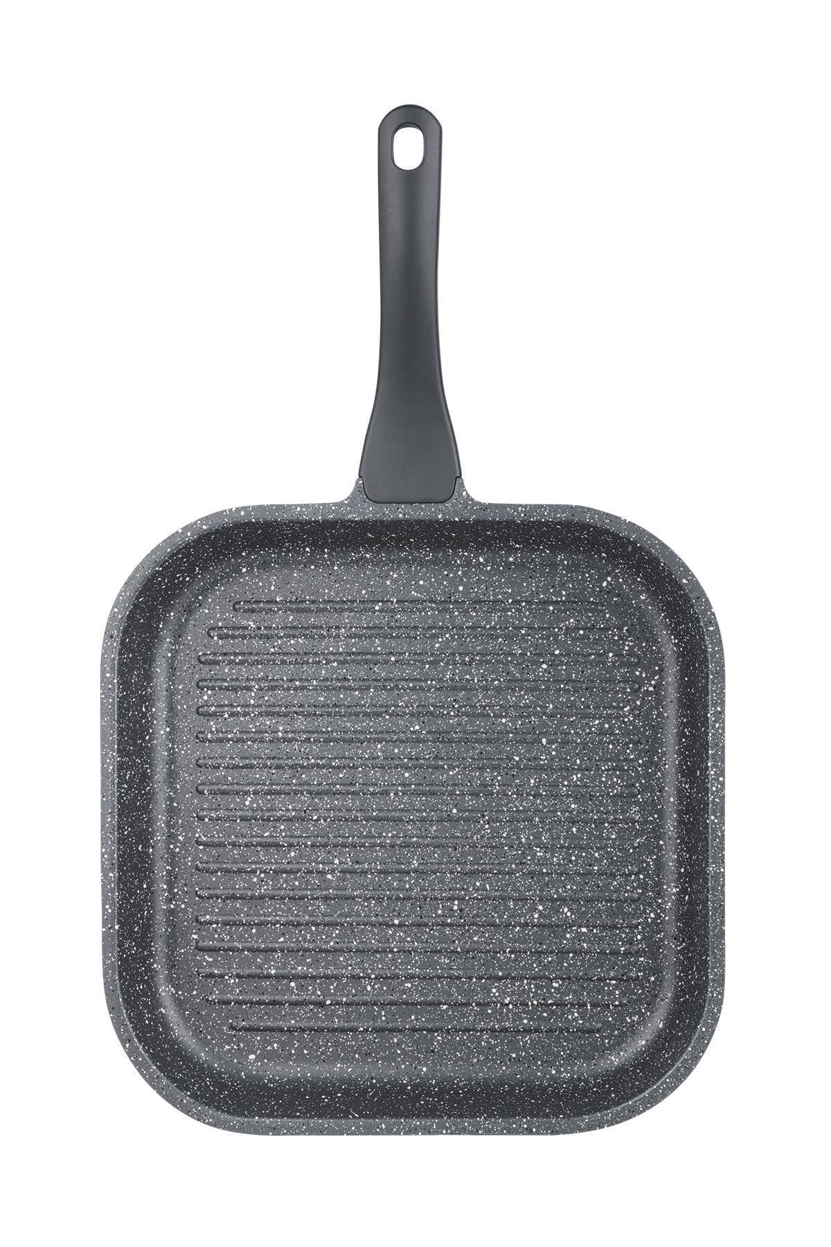ThermoAD Alüminyum Döküm Granit Grill 28 X 28 Cm Kare Izgara Tava / Gri Fma00526