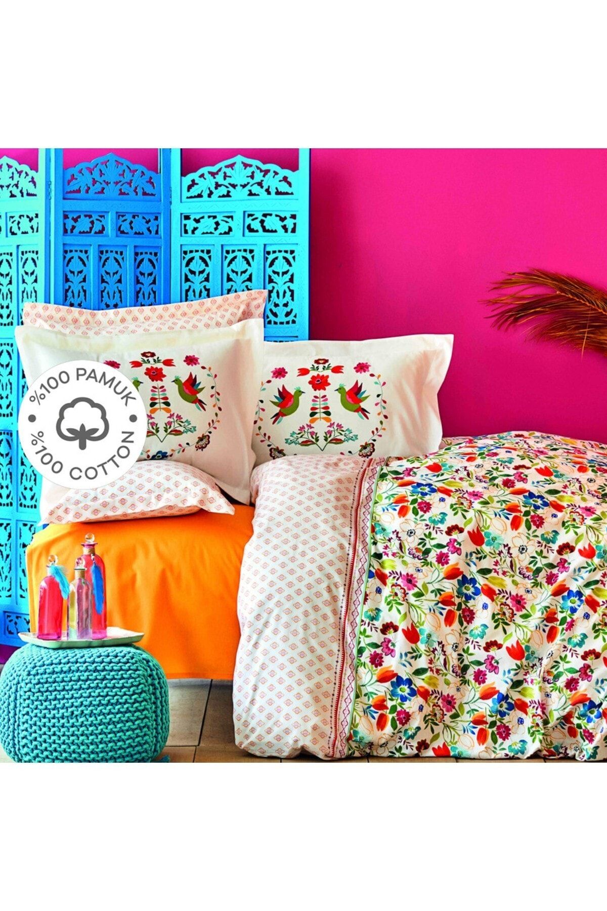 Karaca Home Parlin Fuşya Çift Kişilik Nevresim Takımı