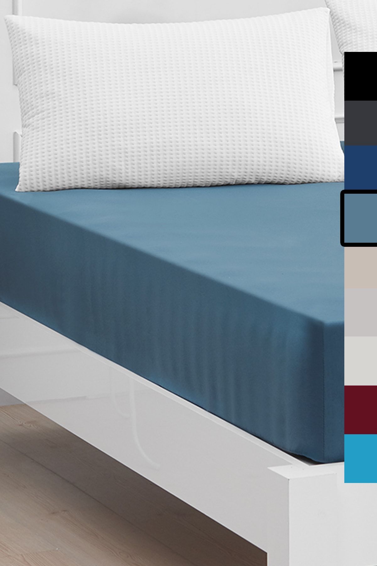 Mislina Home Indigo Mavi Nefes Alabilir Çarşaf Çift Kişilik %100 Pamuk Dört Mevsim Extra Soft Cooling Serisi
