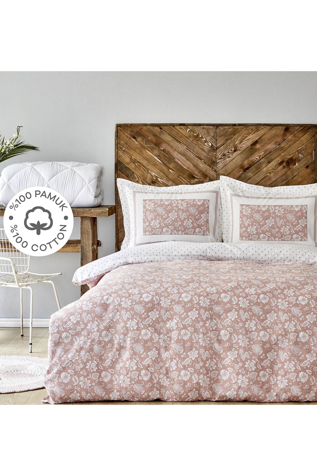 Karaca Home Celerina Pembe %100 Pamuk Çift Kişilik Fitted Nevresim Takımı