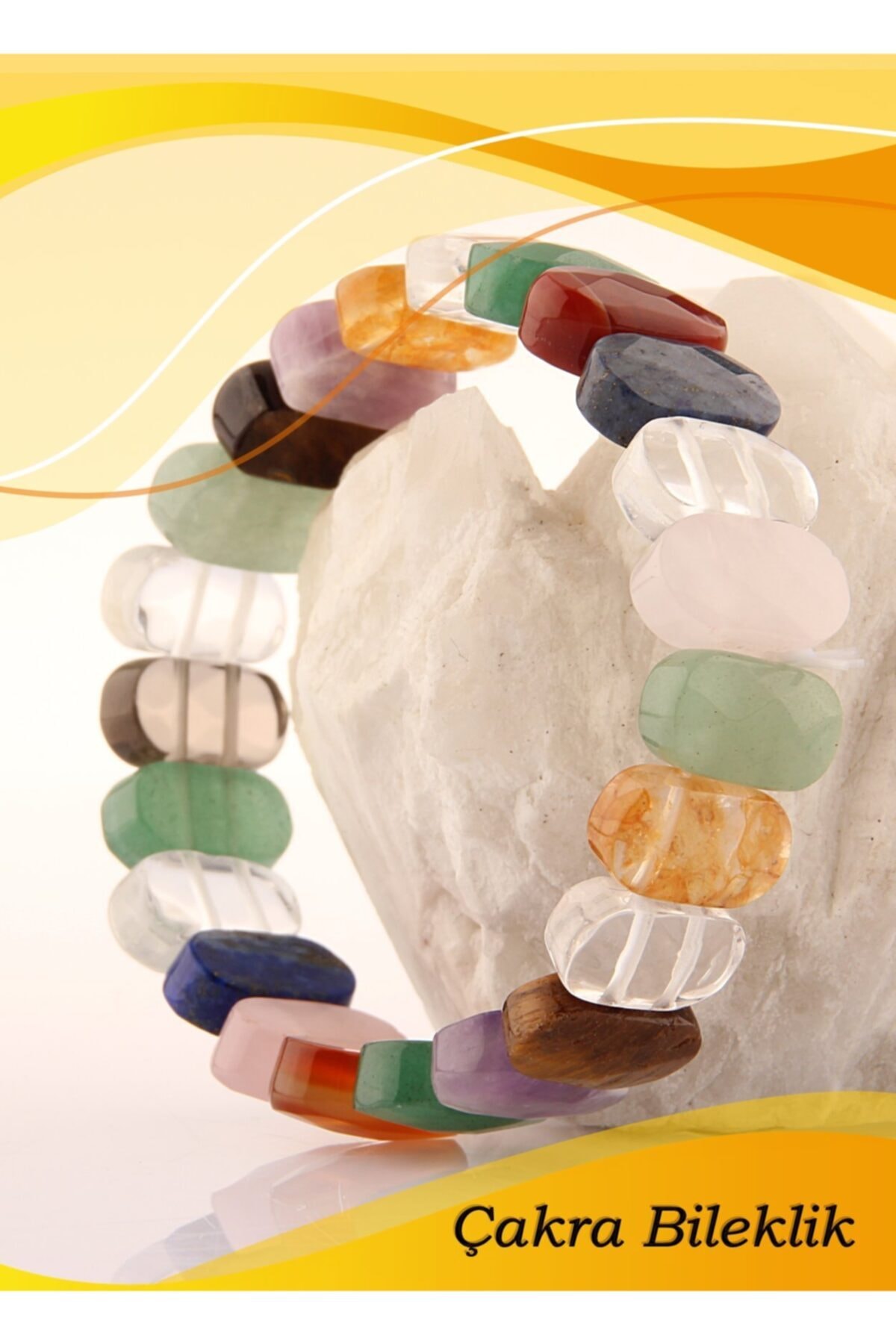 OSMANLI DOĞAL TAŞ Çakra Bileklik-Ametist-Pembe Kuvars-Akik-Kaplan Gözü-Aventurin- Kristal Kuvars-Lapis