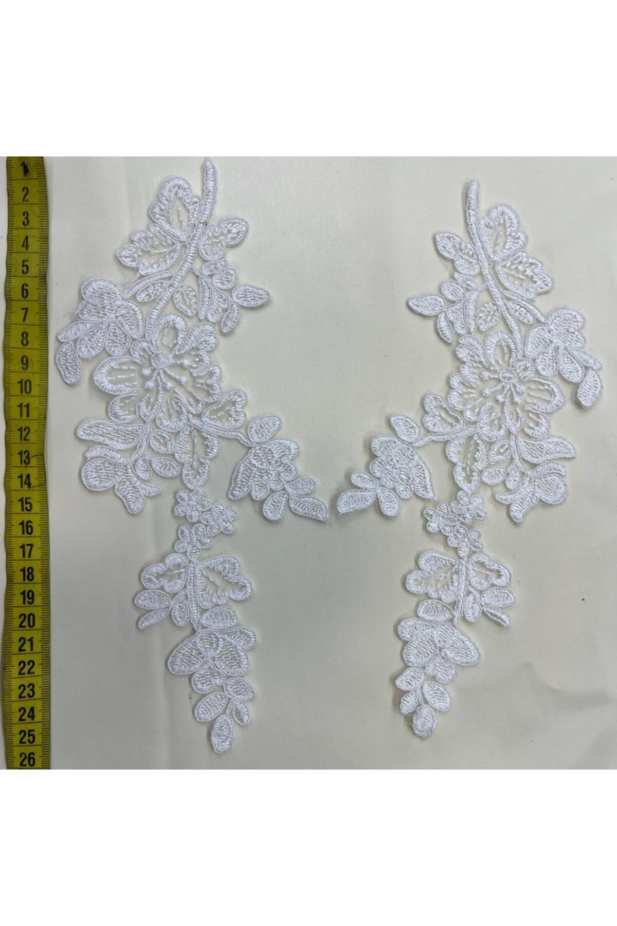 HÜMA Dantel Güpür Aplike 4 Takım (8 Adet) Beyaz