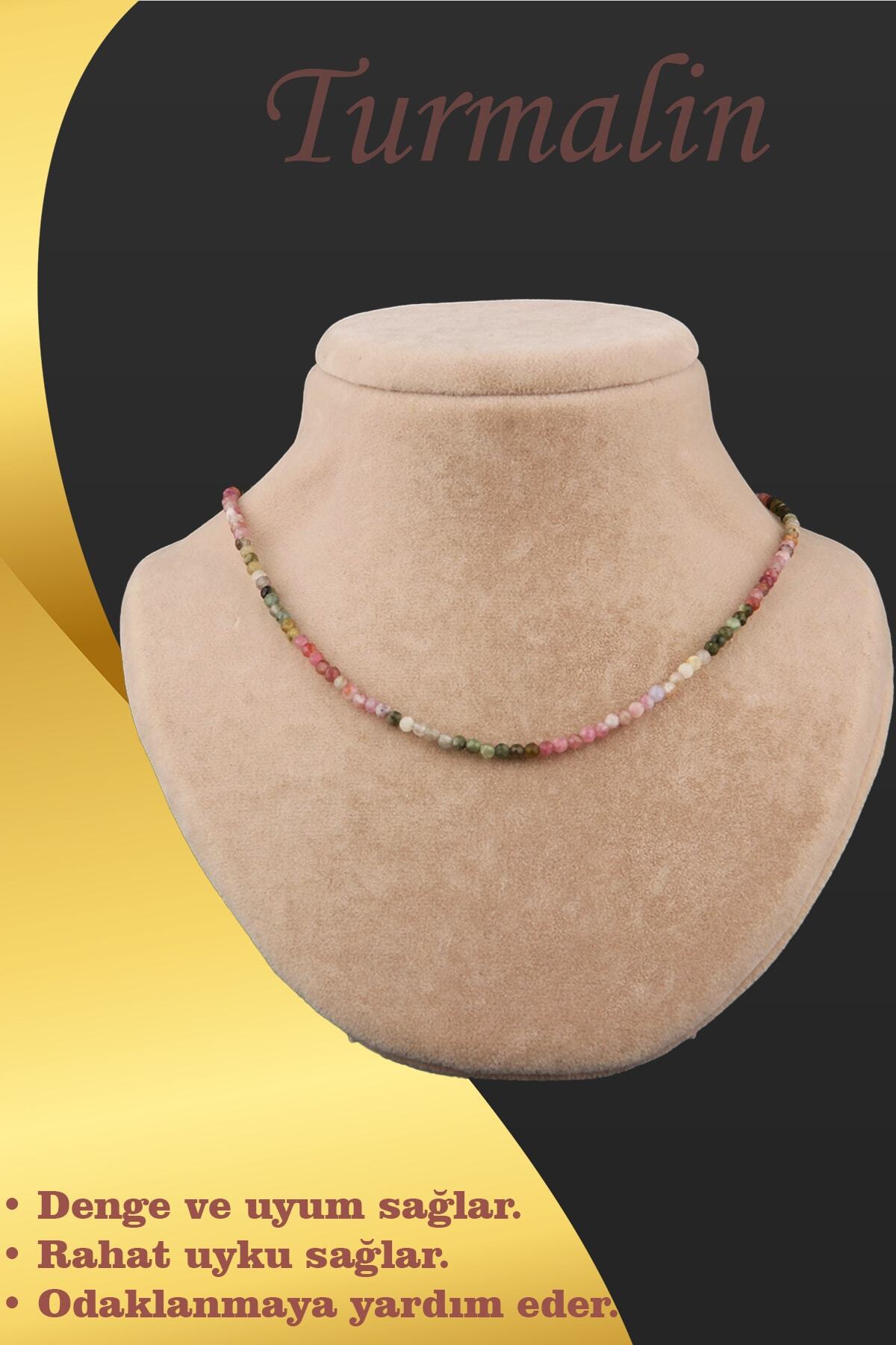 OSMANLI DEĞERLİ TAŞ Turmalin Renkli Kolye 4 Mm