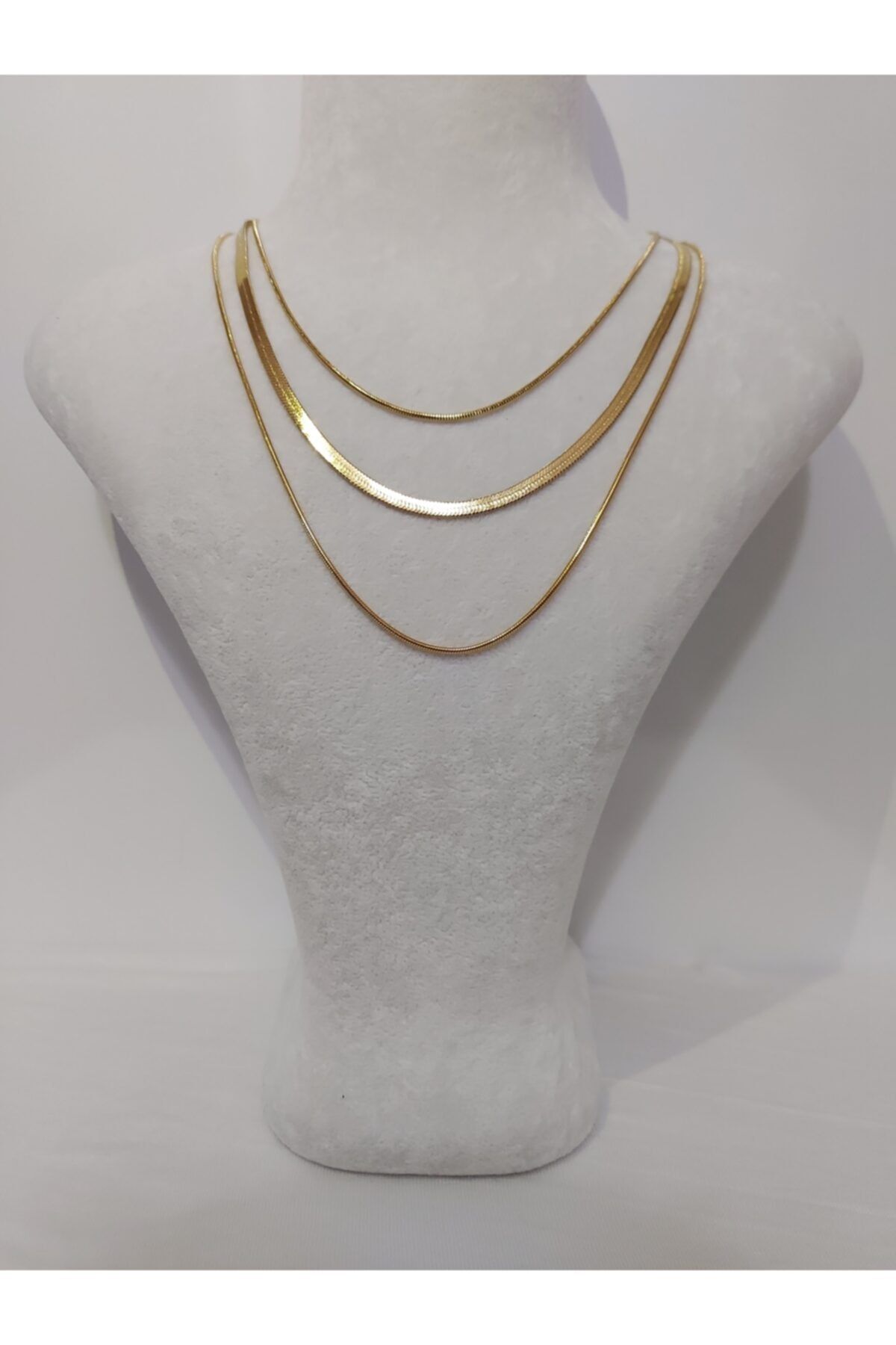 Ayliz Accessory 3'lü Çelik Italyan Gold Zincir Kolye